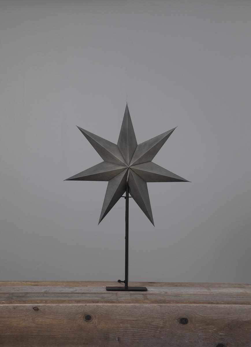 Papierstern "Ozen" - stehend - 7-zackig - Ø 55cm, H: 75cm - E14 Fassung - inkl. Kabel - anthrazit Papierstern "Ozen" - stehend - 7-zackig - Ø 55cm, H: 75cm - E14 Fassung - inkl. Kabel - anthrazit