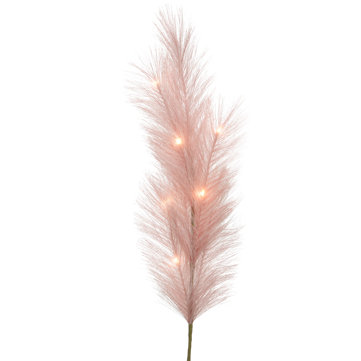 LED Zweig Federbüschel - Pampasgras - 6 warmweiße LED - H: 70cm - Timer - für Innen - rosa