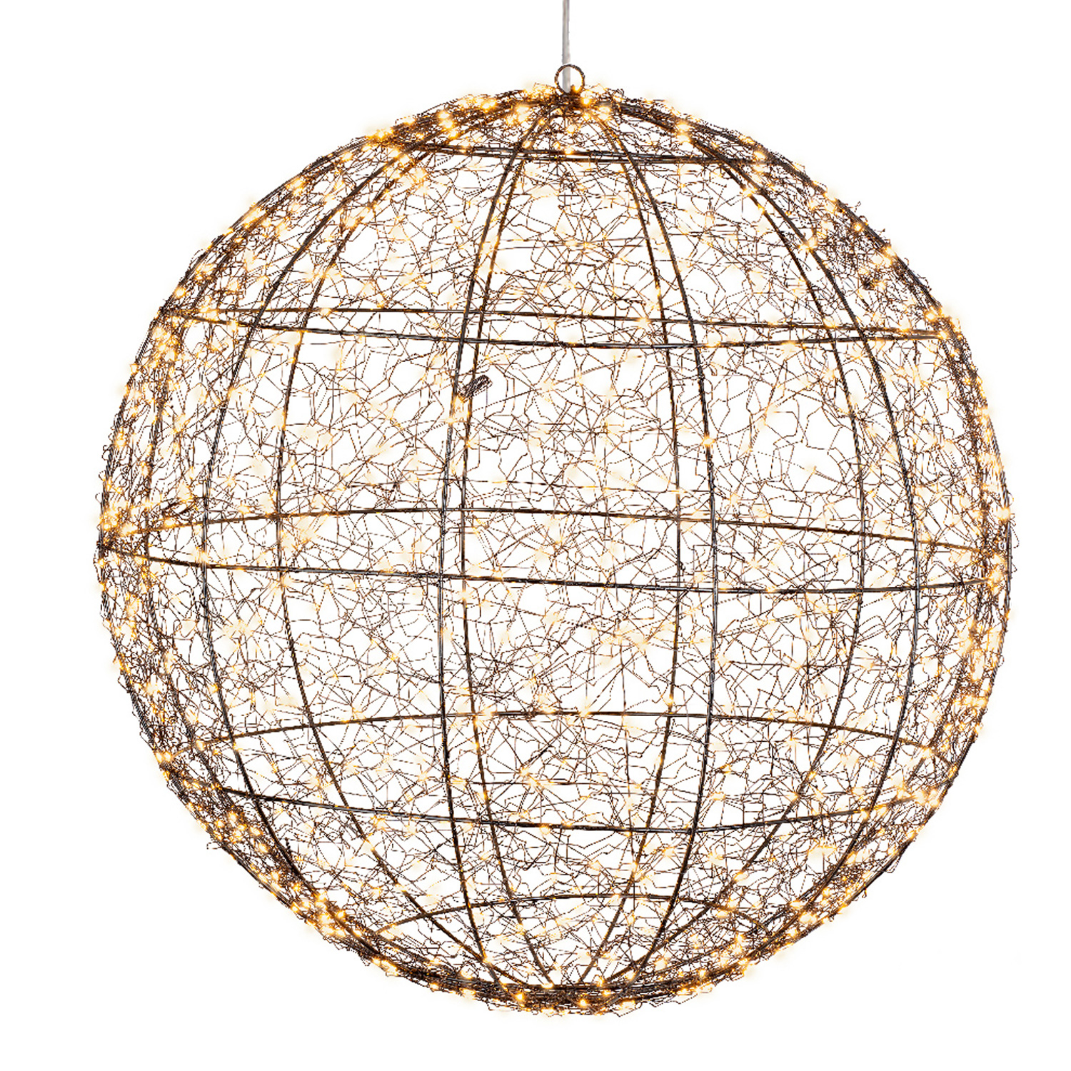 LED Drahtkugel - Leuchtkugel - 960 bernsteinfarbene LED - Timer - D: 58cm - für Innen/Außen