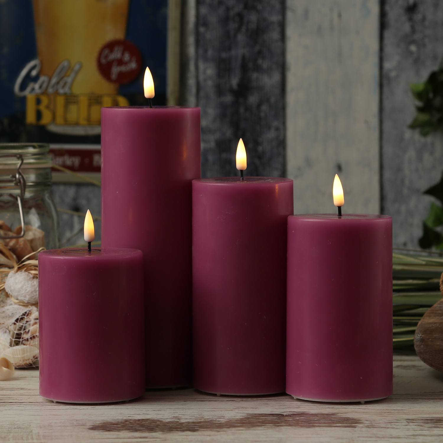 LED Stumpenkerze MIA - Echtwachs - realistische 3D Flamme - H: 12,5cm - D: 7,5cm - malve LED Stumpenkerze MIA - Echtwachs - realistische 3D Flamme - H: 12,5cm - D: 7,5cm - malve