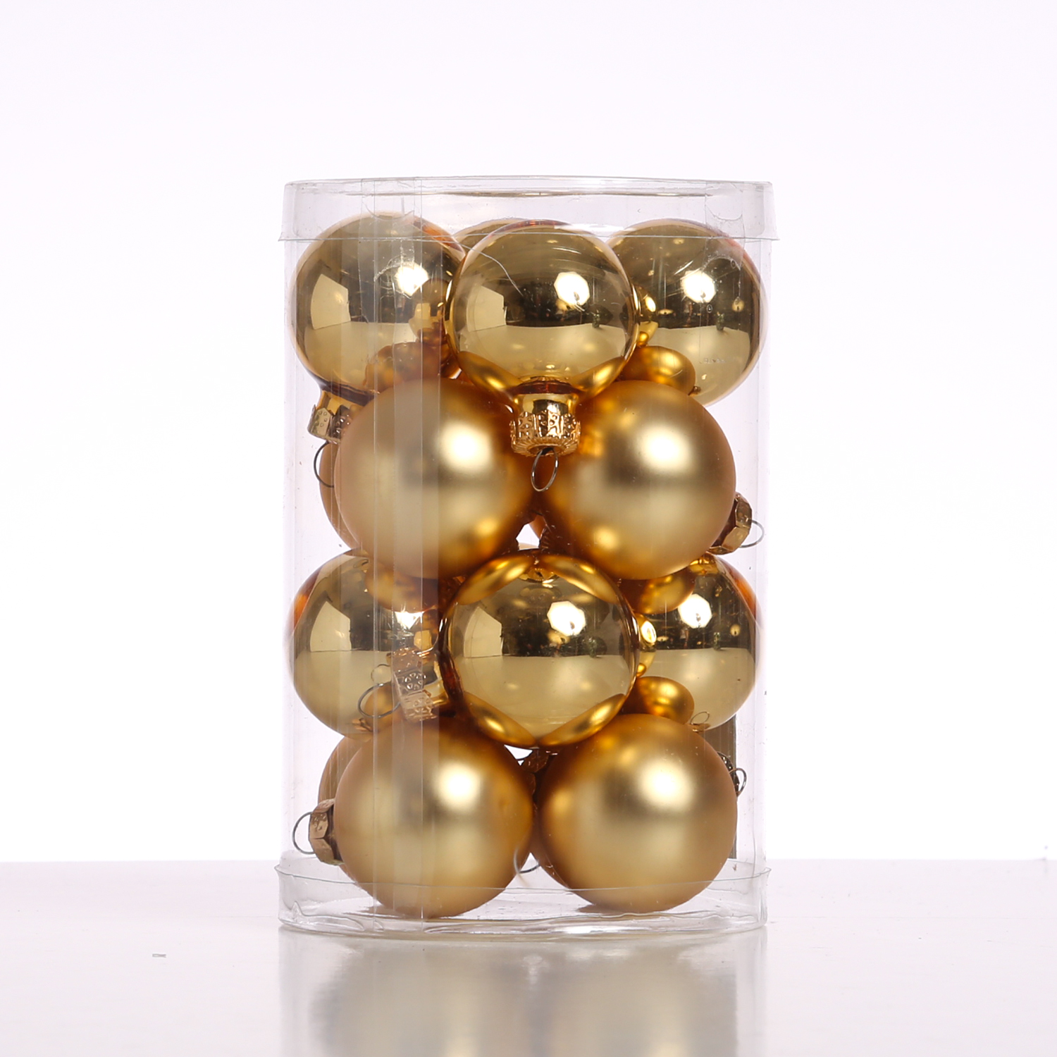Christbaumkugel - Glas - D: 3,5cm - glänzend und matt - gold - 16er Set Christbaumkugel - Glas - D: 3,5cm - glänzend und matt - gold - 16er Set