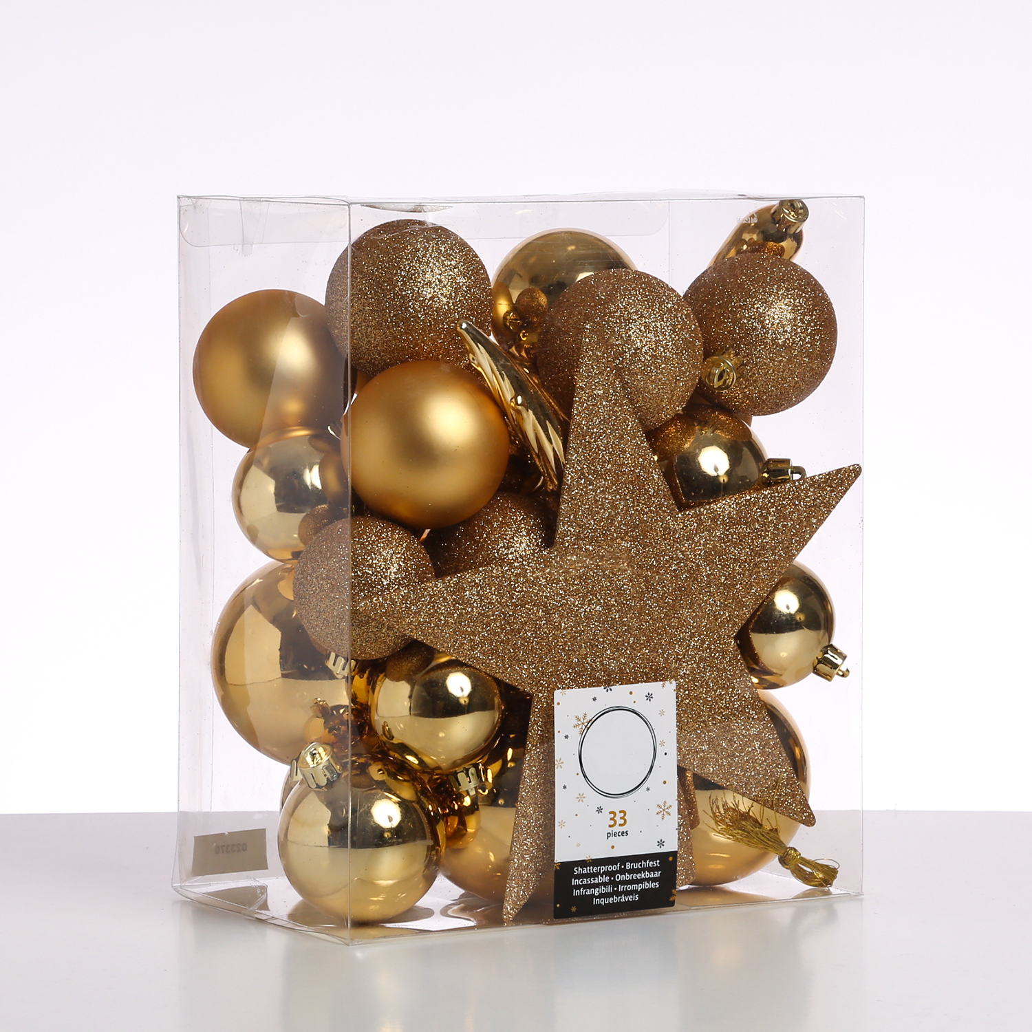 Christbaumkugel - Weihnachtsbaumkugel - bruchfest - glänzend, matt und glitzernd - gold - 33er Set Christbaumkugel - Weihnachtsbaumkugel - bruchfest - glänzend, matt und glitzernd - gold - 33er Set