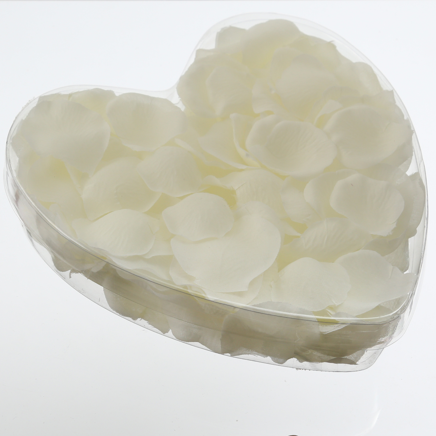 Rosenblätter - Geschenkbox in Herzform - Kunstblätter - schwimmend - 150 Stück - weiß Rosenblätter - Geschenkbox in Herzform - Kunstblätter - schwimmend - 150 Stück - weiß