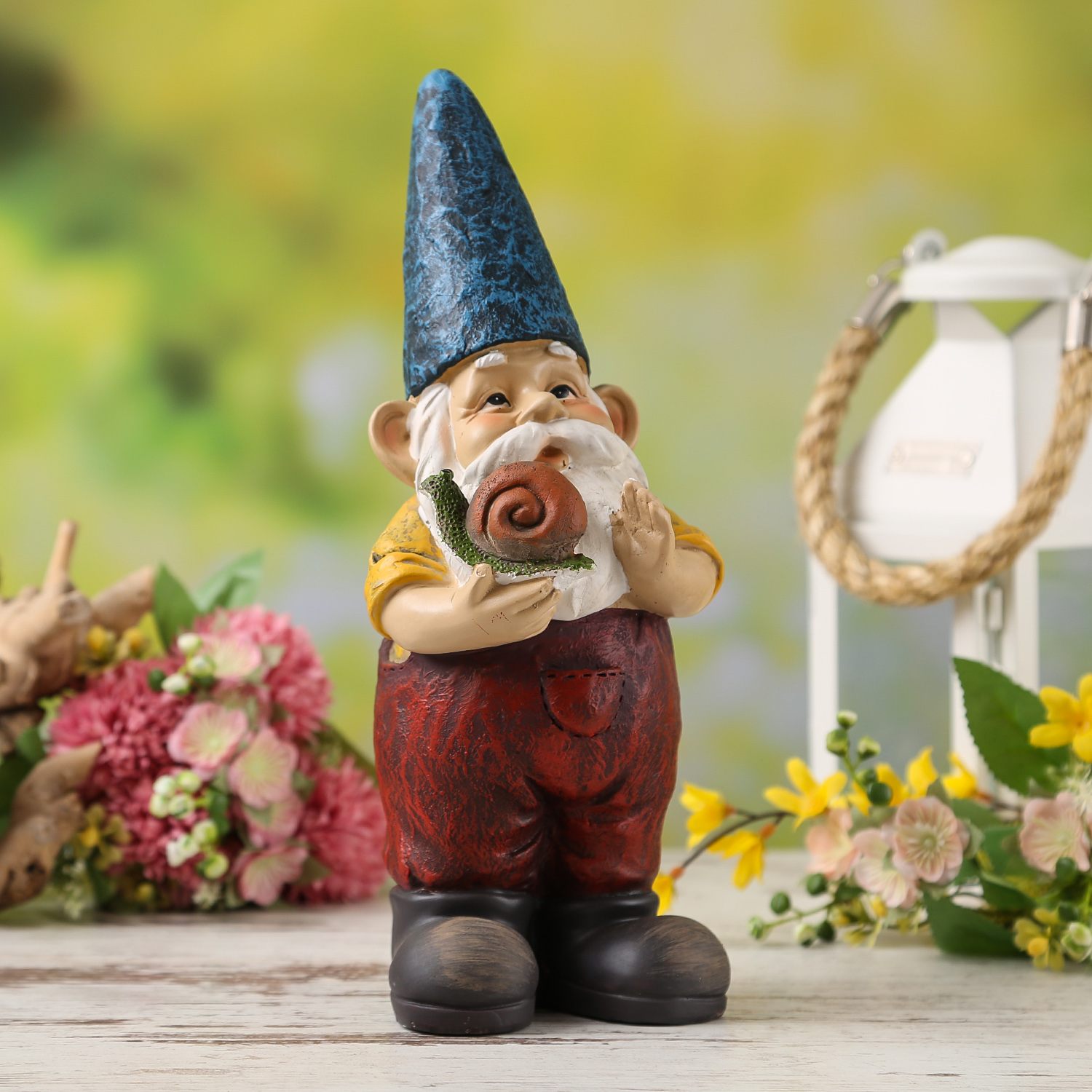 Gartenzwerg HANS - Zwerg mit Schnecke - Dekofigur - Polyresin - H- 29cm - bunt Gartenzwerg HANS - Zwerg mit Schnecke - Dekofigur - Polyresin - H- 29cm - bunt