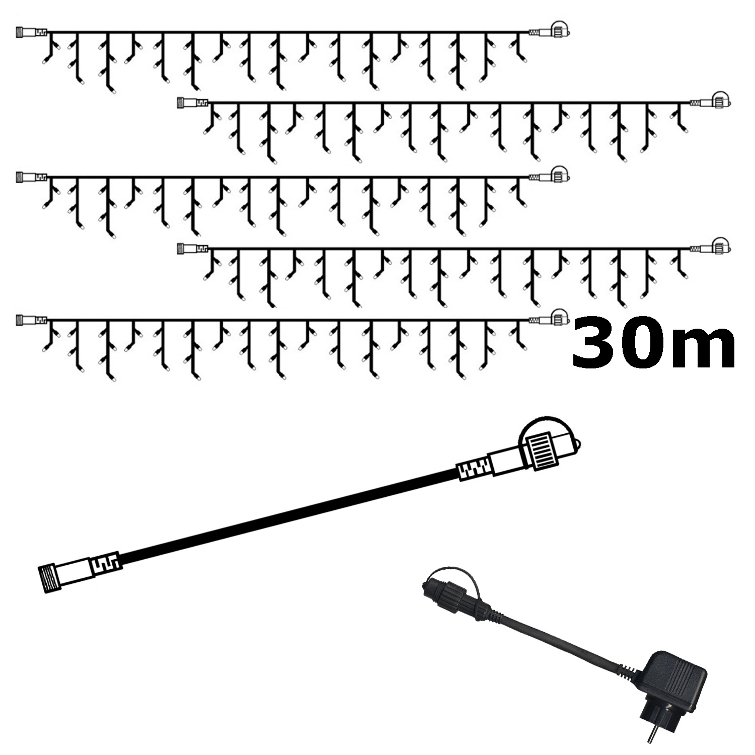 SYSTEM 24 POWER SET 30m Lichtvorhang für Dachrinne etc. komplett SYSTEM 24 POWER SET 30m Lichtvorhang für Dachrinne etc. komplett