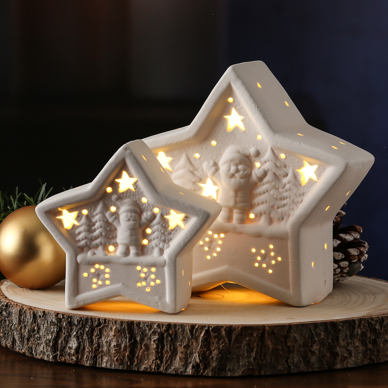 LED Dekostern NIKOLAUS - Keramik - weihnachtliches Motiv - H: 16cm - Batterie - weiß LED Dekostern NIKOLAUS - Keramik - weihnachtliches Motiv - H: 16cm - Batterie - weiß