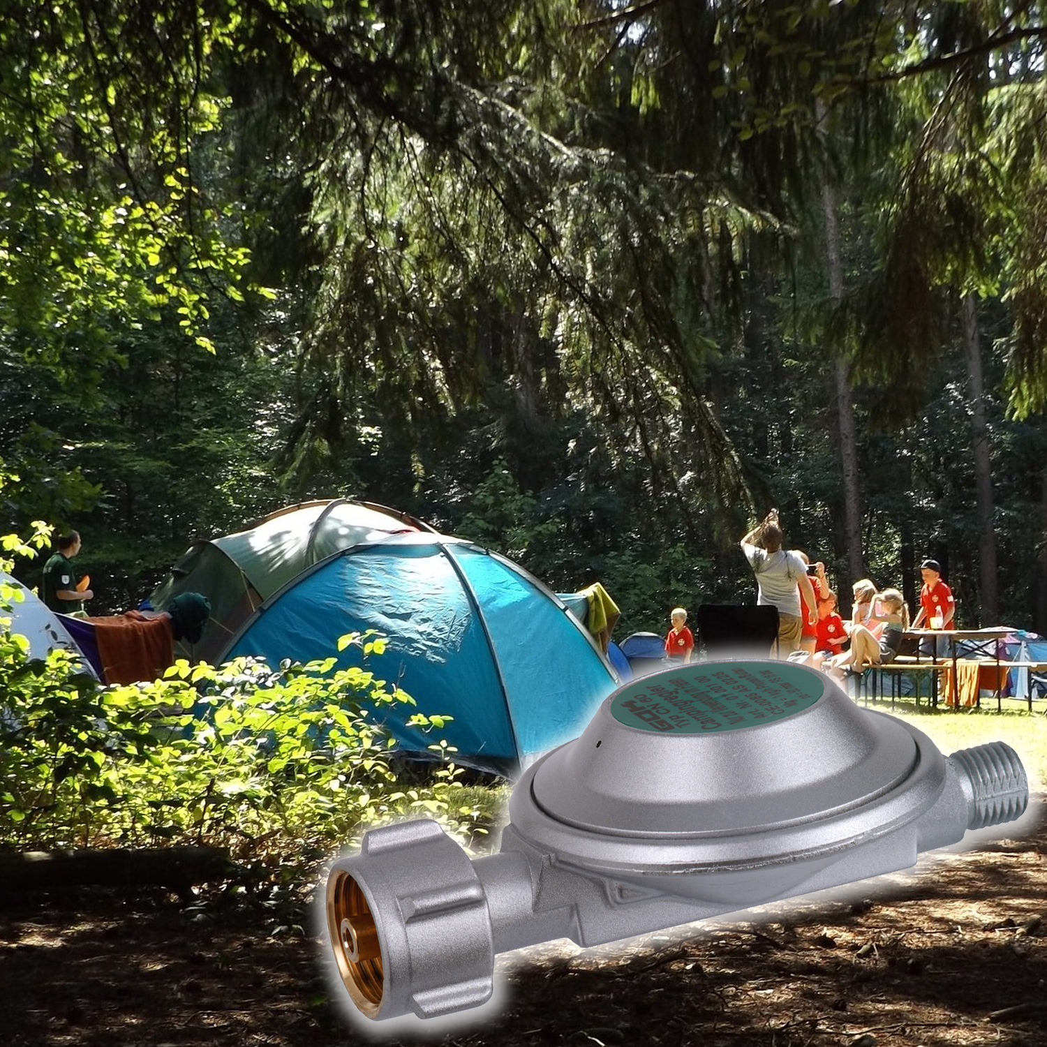 Gas Niederdruckregler CAMPING EN61 - 50mbar - 1kg/h - KLF auf 1/4 Zoll