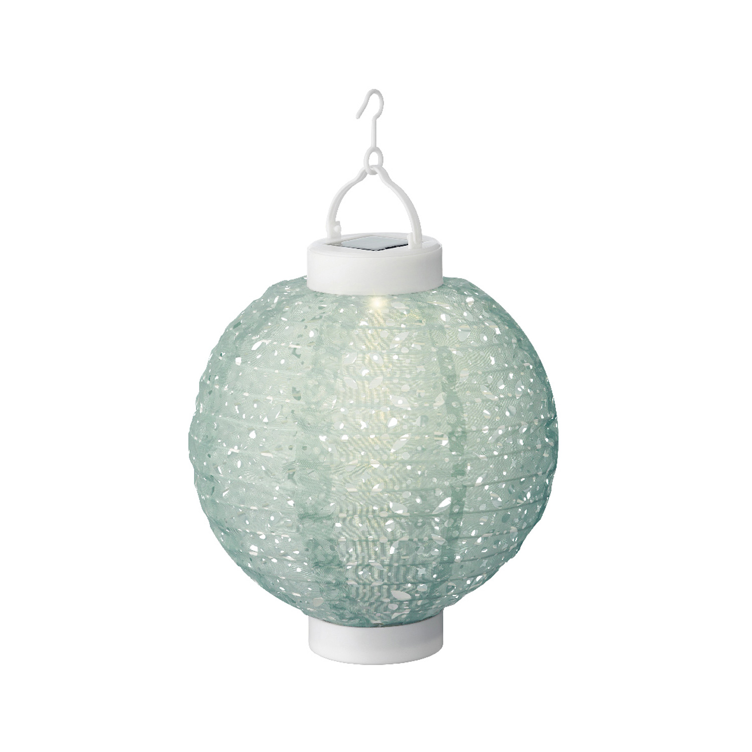 LED Solar Lampion - mit Muster - warmweiße LED - H: 23cm - D: 20cm - Lichtsensor - grün LED Solar Lampion - mit Muster - warmweiße LED - H: 23cm - D: 20cm - Lichtsensor - grün