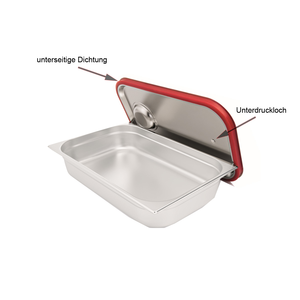 Gastronorm GN 1/4 Transportdeckel - unterseitiger Silikon Dichtungsring - Chromnickelstahl