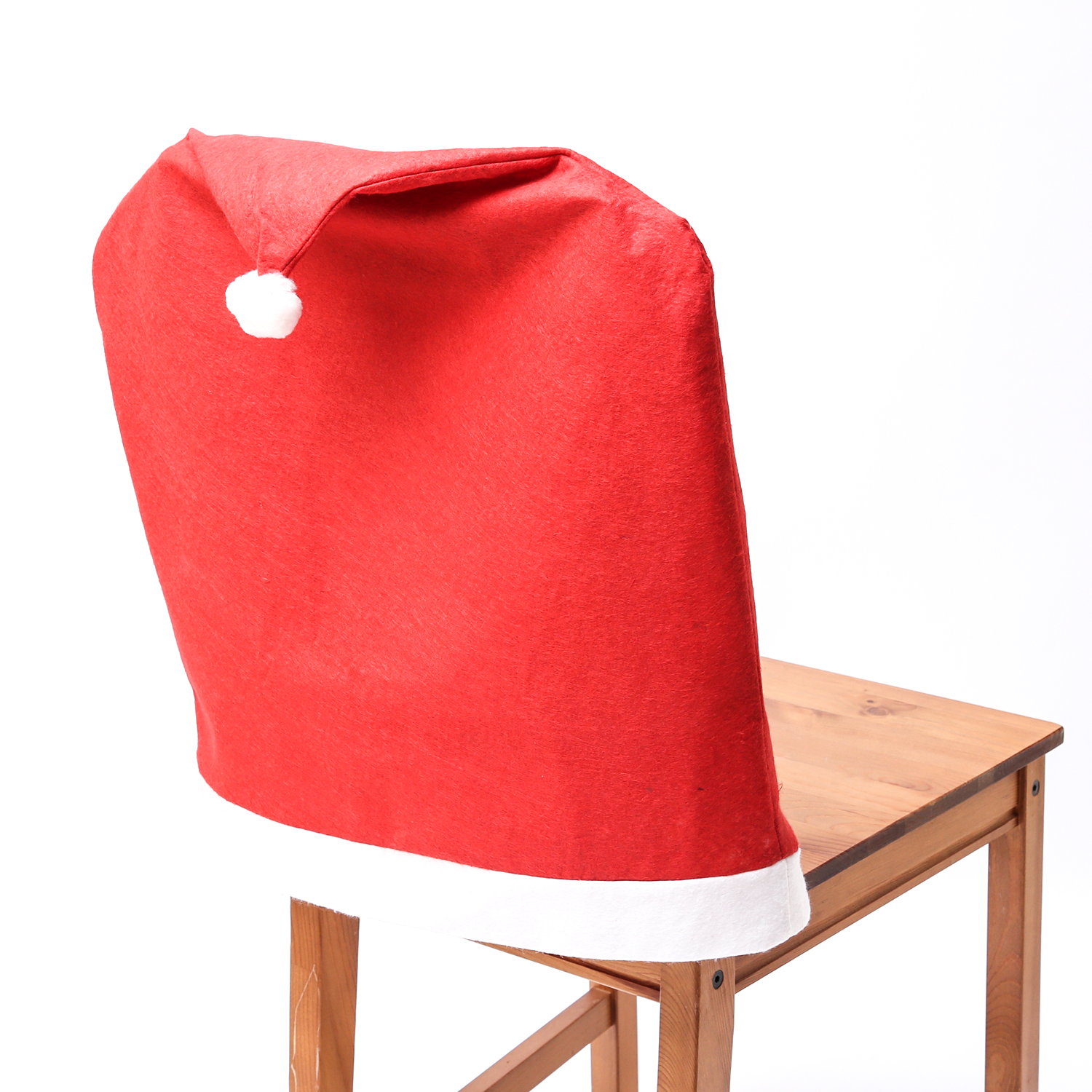 Stuhlhusse SANTA - Stuhlbezug als Weihnachtsmütze - Filz - L: 50cm - H: 60,8cm - rot - 6er Set Stuhlhusse SANTA - Stuhlbezug als Weihnachtsmütze - Filz - L: 50cm - H: 60,8cm - rot - 6er Set