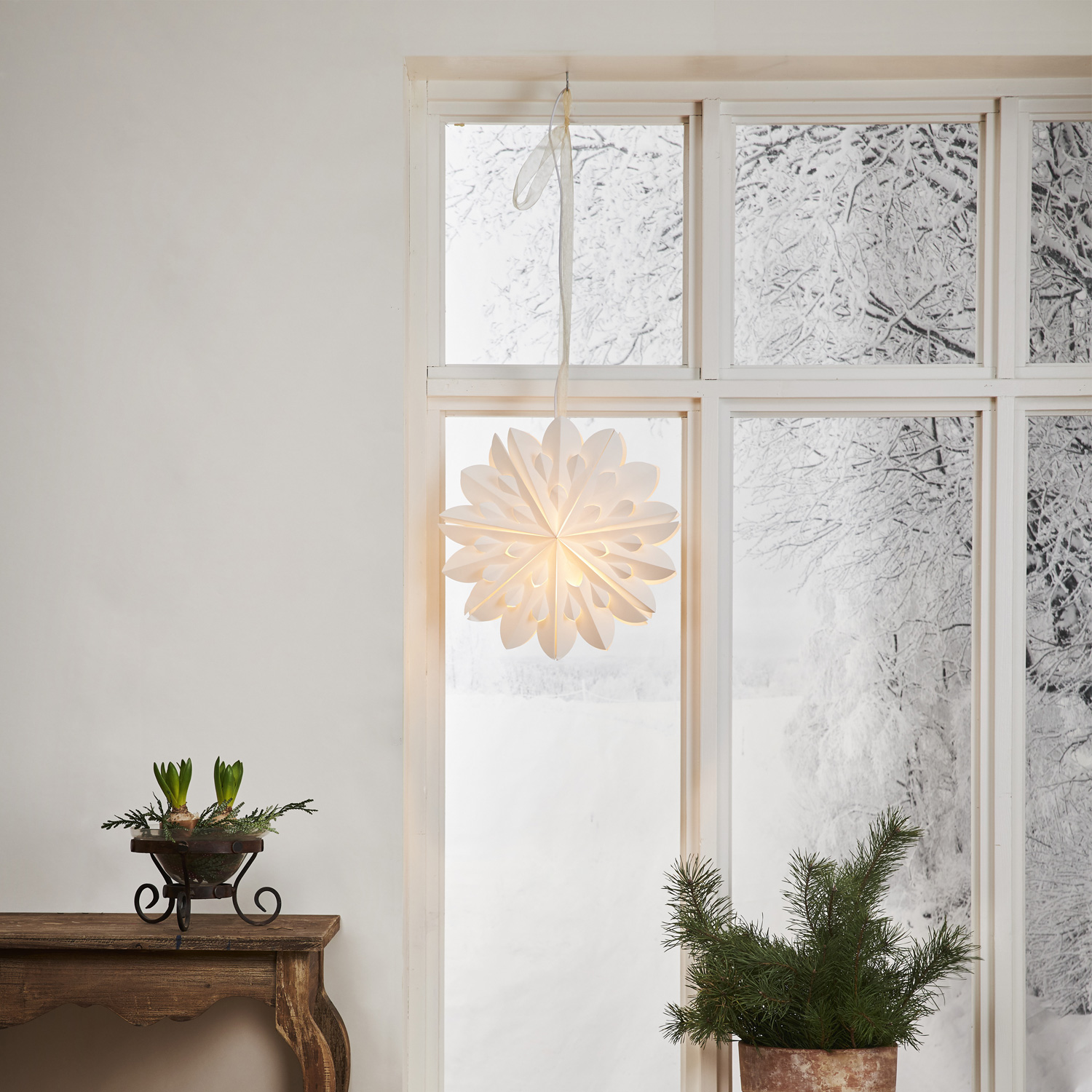 Papierstern Clipp - hängend - D: 40cm - mit Band - Papier - weiß Papierstern Clipp - hängend - D: 40cm - mit Band - Papier - weiß