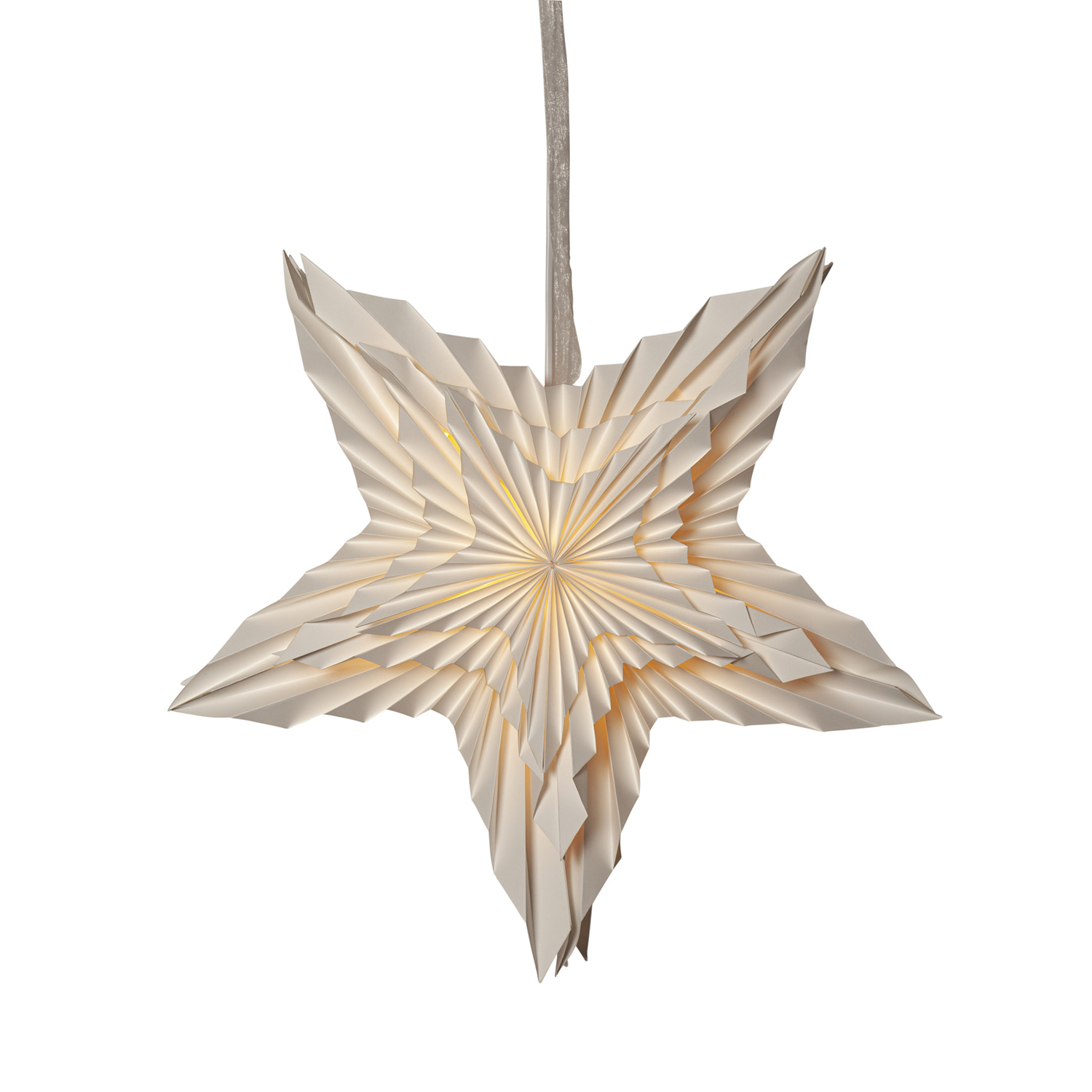 Papierstern WHITE - hängend - 5-zackig - D: 50cm - mit Band - 3-lagig gefaltetes Papier - weiß Papierstern WHITE - hängend - 5-zackig - D: 50cm - mit Band - 3-lagig gefaltetes Papier - weiß