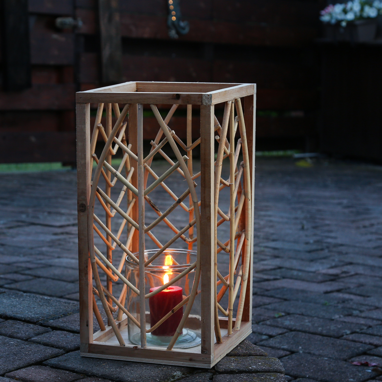 Laterne aus Rattan - Windlicht - mit Glaseinsatz - H: 45,5cm - natur Laterne aus Rattan - Windlicht - mit Glaseinsatz - H: 45,5cm - natur