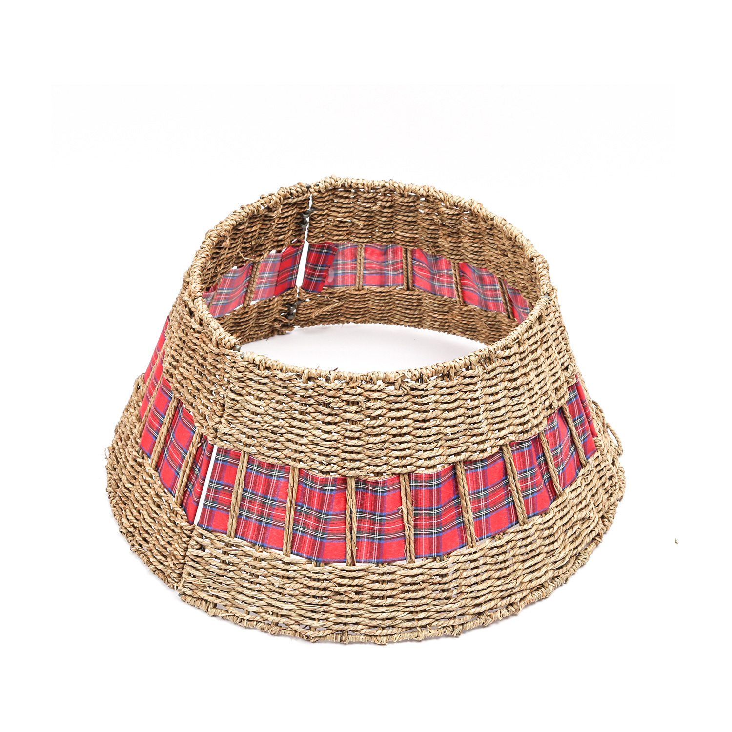 Weihnachtsbaumring - Korb aus Seegras - Verkleidung für Baumständer - D: 57cm - rund - natur, rot Weihnachtsbaumring - Korb aus Seegras - Verkleidung für Baumständer - D: 57cm - rund - natur, rot