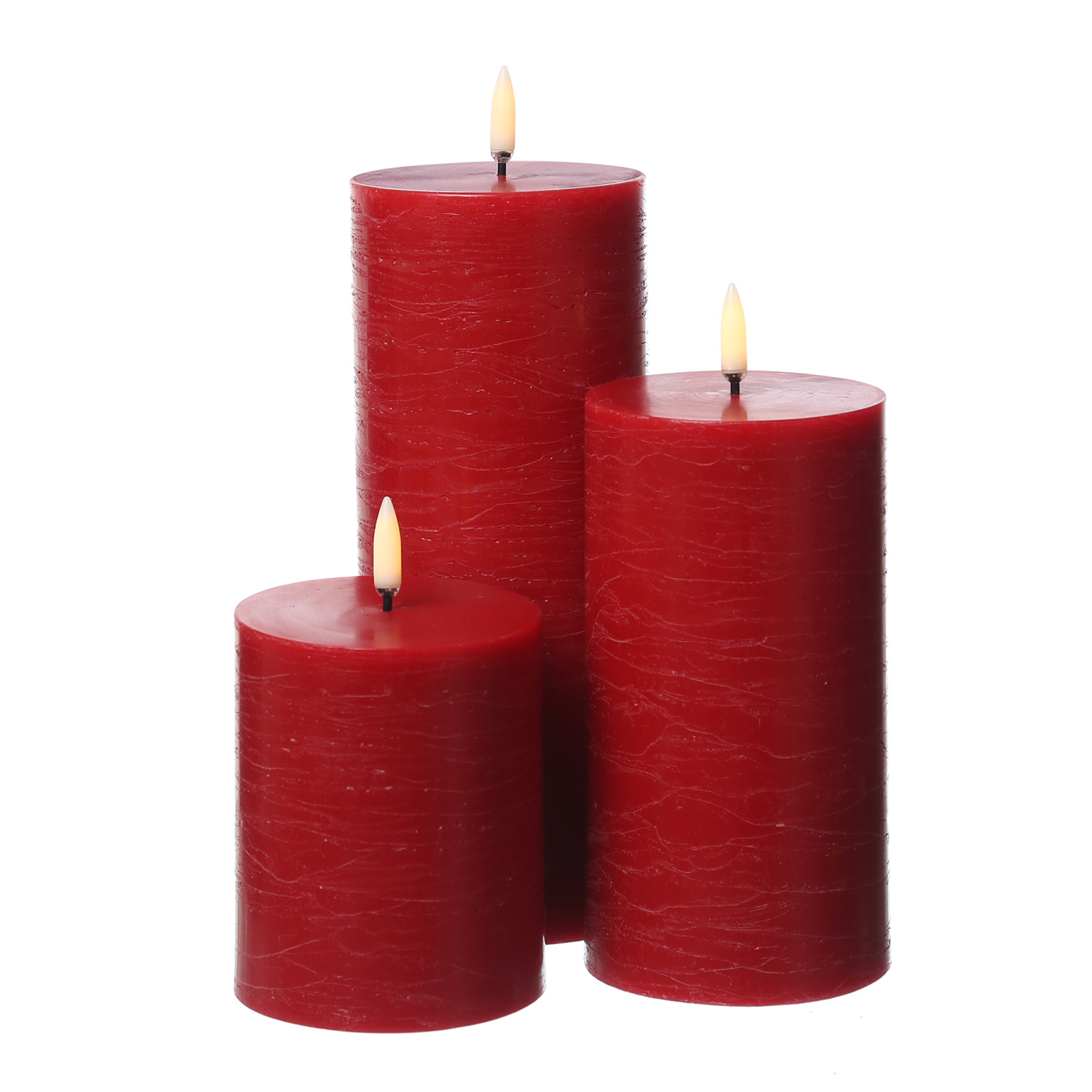 LED Kerze PIA - Rustik-Optik - Echtwachs - H: 15cm - D: 7,8cm - Timer - bis zu 1000 Std. - rot LED Kerze PIA - Rustik-Optik - Echtwachs - H: 15cm - D: 7,8cm - Timer - bis zu 1000 Std. - rot