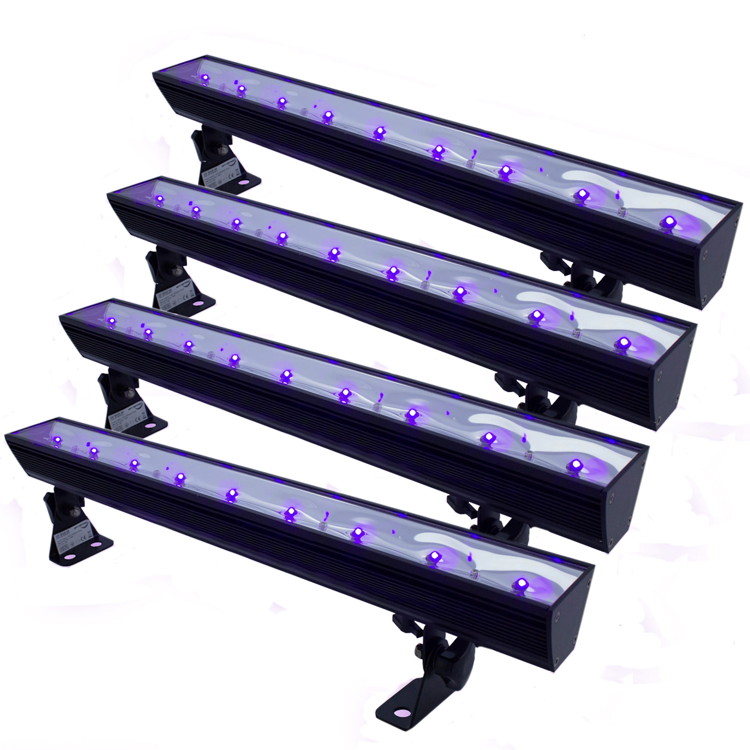UV50LED BAR 4er Set - 9x3W Schwarzlicht Bar - Metallgehäuse schwenkbar UV50LED BAR 4er Set - 9x3W Schwarzlicht Bar - Metallgehäuse schwenkbar