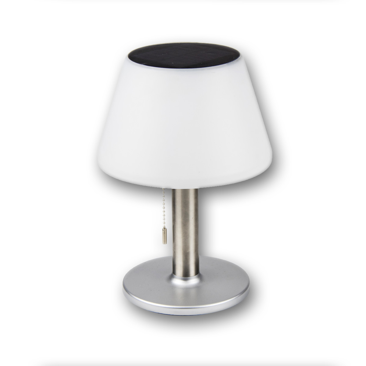 Tischleuchte mit Solarpanel und Batterie - D: 20cm x H: 28cm - warmweiss