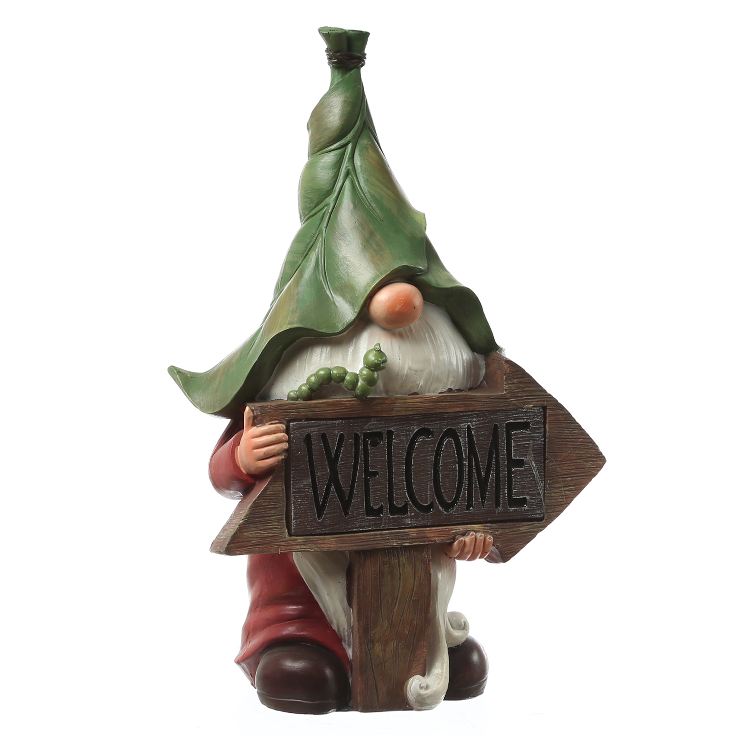 LED Solar Gartenzwerg mit WELCOME Schild - Gartenfigur - warmweiße LED - Lichtsensor - H: 33cm