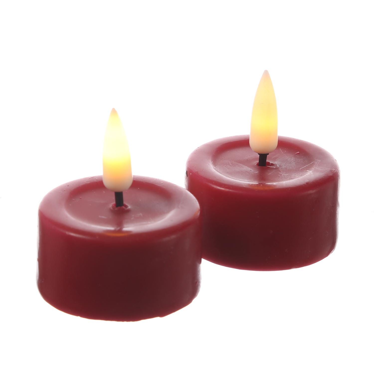 LED Teelichter MIA - Kunststoff - realistische 3D Flamme - D: 4,1cm - Batteriebetrieb - rot - 2 Stk LED Teelichter MIA - Kunststoff - realistische 3D Flamme - D: 4,1cm - Batteriebetrieb - rot - 2 Stk