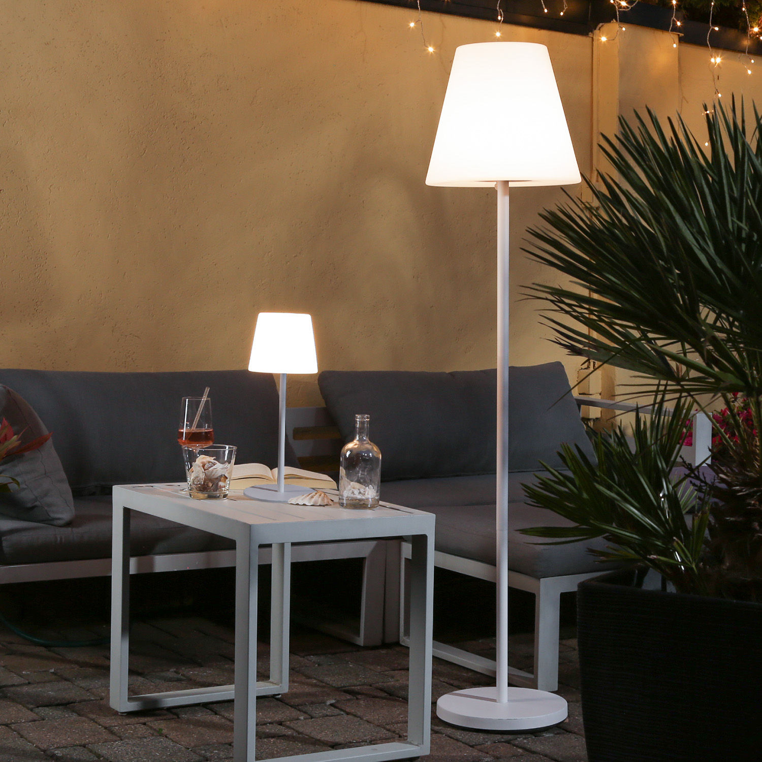 LED Garten Tischlampe - 4 Helligkeitsstufen - 2 Höhen - H: 40cm - wiederaufladbar per USB - f. Außen LED Garten Tischlampe - 4 Helligkeitsstufen - 2 Höhen - H: 40cm - wiederaufladbar per USB - f. Außen