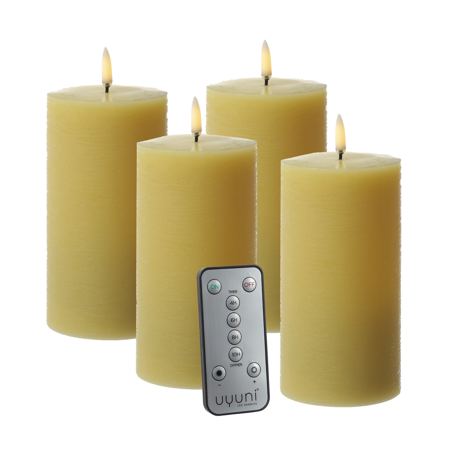 LED Kerzenset PIA - Rustik-Optik - H: 15cm - inkl. Batterien und Fernbedienung - gelb - 4er Set LED Kerzenset PIA - Rustik-Optik - H: 15cm - inkl. Batterien und Fernbedienung - gelb - 4er Set