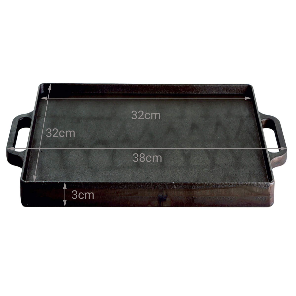 ALL'GRILL Grillplatte (Plancha) aus Gusseisen, 32 x 32 cm