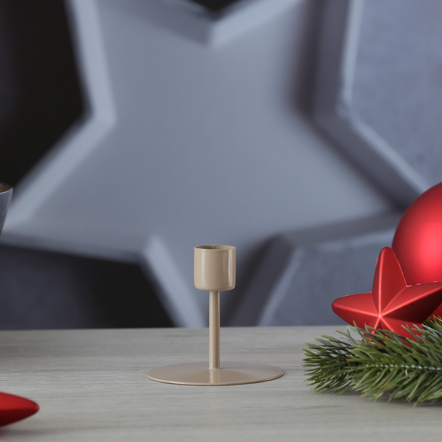 Stabkerzenhalter - Kerzenständer für Tafelkerzen - Metall - H: 7cm - D: 7,5cm - beige Stabkerzenhalter - Kerzenständer für Tafelkerzen - Metall - H: 7cm - D: 7,5cm - beige