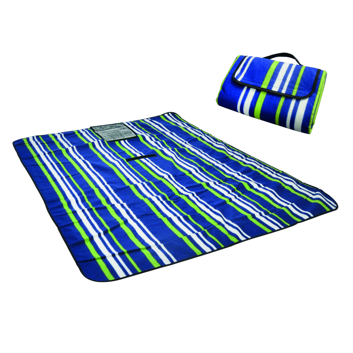 Picknickdecke - 135 x 170cm - Tragetasche - Blau gestreift Picknickdecke - 135 x 170cm - Tragetasche - Blau gestreift