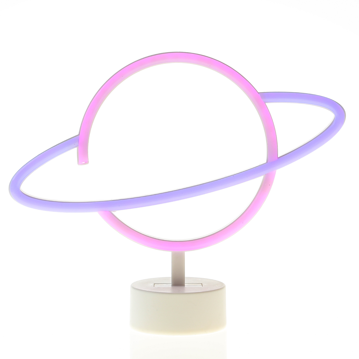LED NEON Figur PLANET - Dekoleuchte - H: 24cm - Batterie oder USB Betrieb - stehend - blau/pink