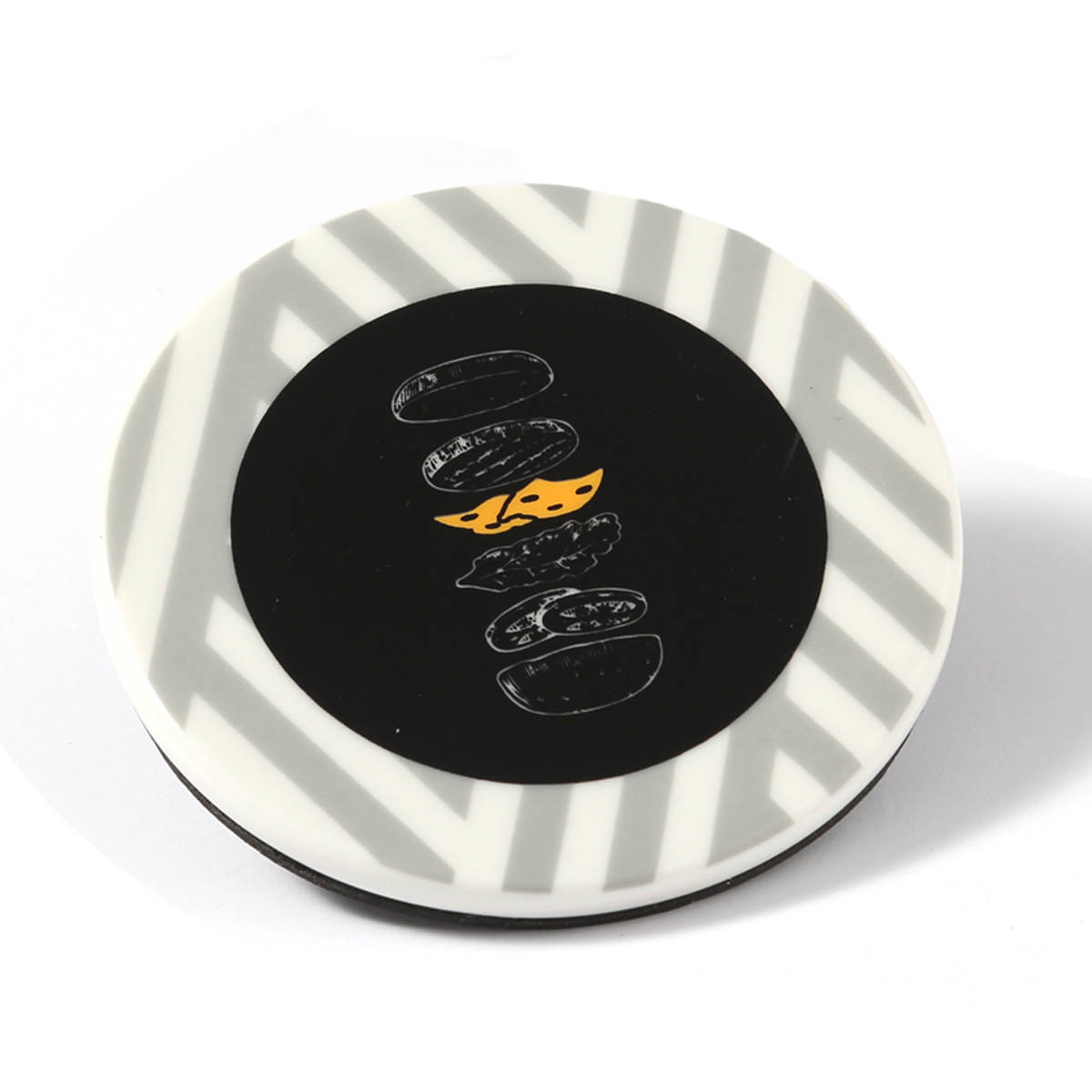 Untersetzer aus Keramik mit Aufschrift - D: 9cm - rund - 6er Set
