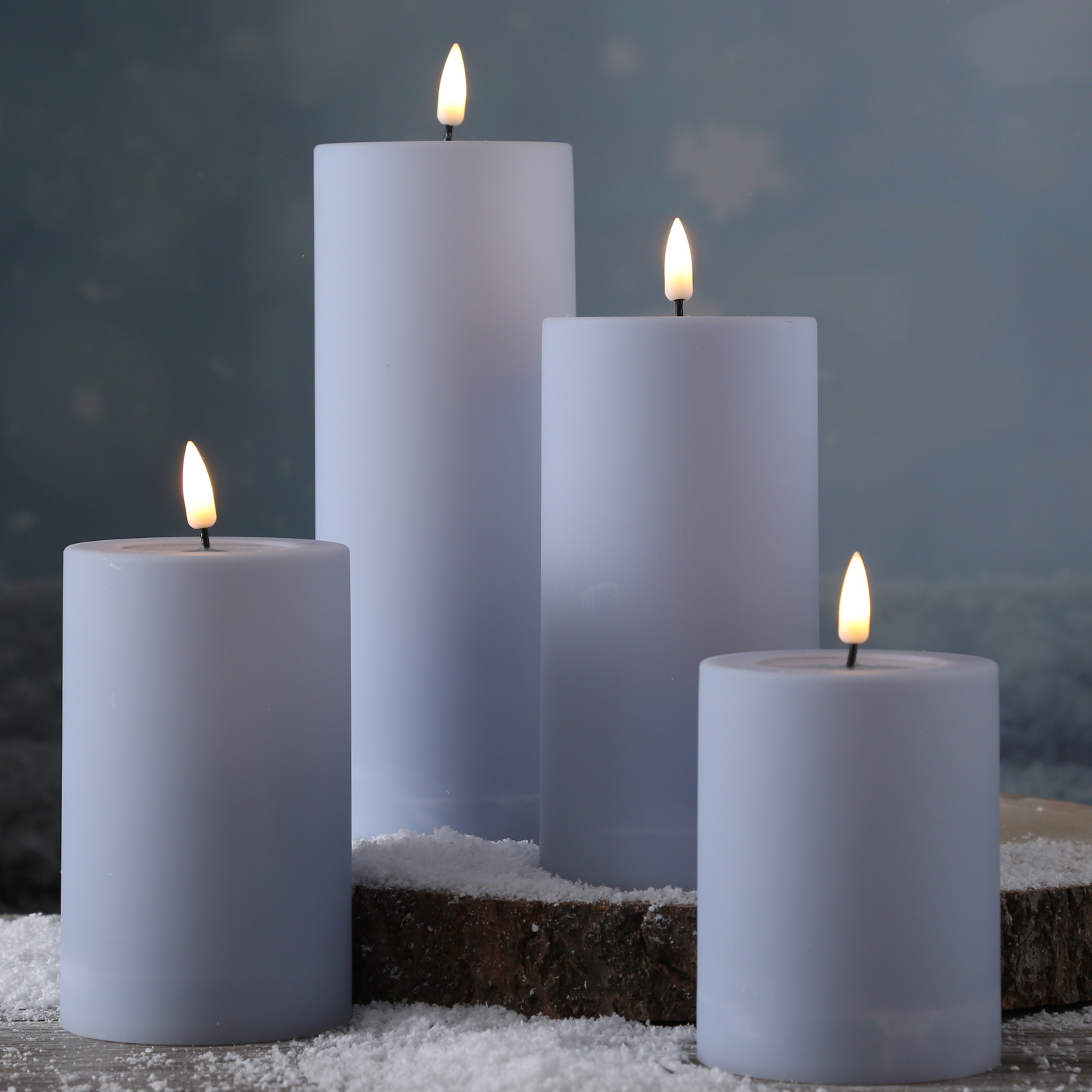 LED Stumpenkerze MIA - Kunststoff - realistische 3D Flamme - H: 12,5cm - outdoor - pastellblau LED Stumpenkerze MIA - Kunststoff - realistische 3D Flamme - H: 12,5cm - outdoor - pastellblau