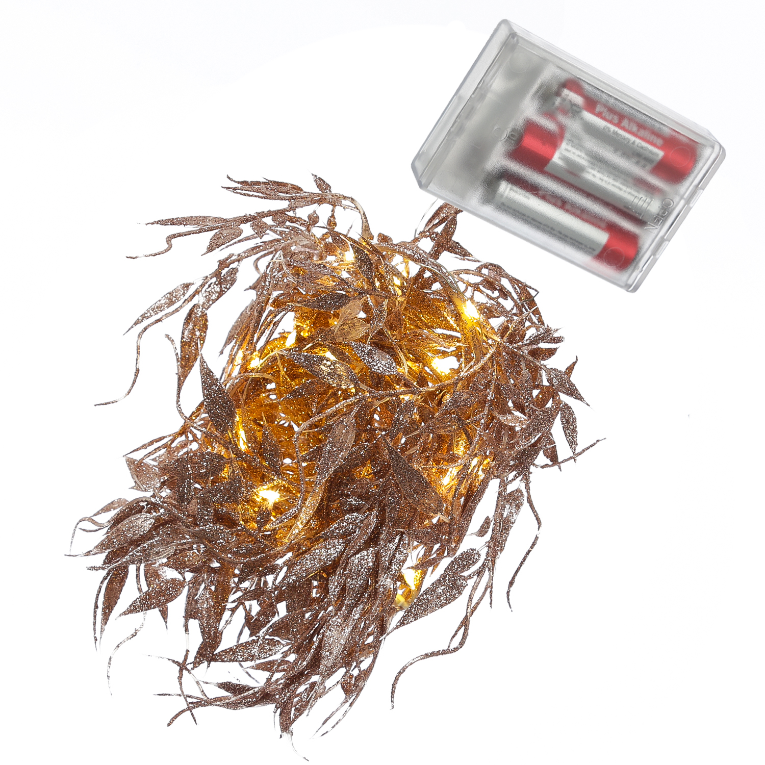 LED Drahtlichterkette Blätter mit Glitzer - 30 warmweiße LED - L: 150cm - Timer - Batterie - rosa LED Drahtlichterkette Blätter mit Glitzer - 30 warmweiße LED - L: 150cm - Timer - Batterie - rosa