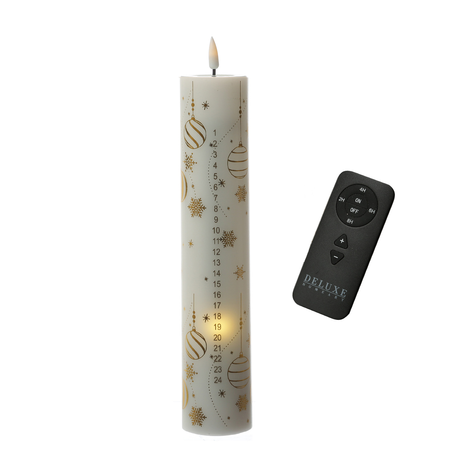 LED Adventskalenderkerze MIA mit 24 Zahlen - Echtwachs - H: 25cm - mit Batterien und Fernbedienung LED Adventskalenderkerze MIA mit 24 Zahlen - Echtwachs - H: 25cm - mit Batterien und Fernbedienung