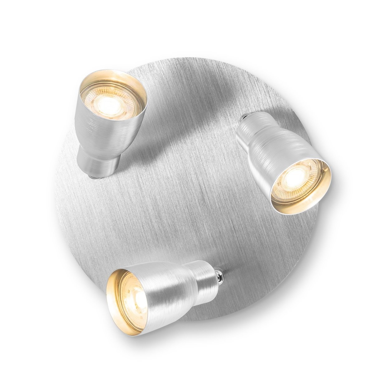 Deckenleuchte / Rondell ALBA aluminium silber - 3fach - inkl. GU10 LED Leuchtmittel