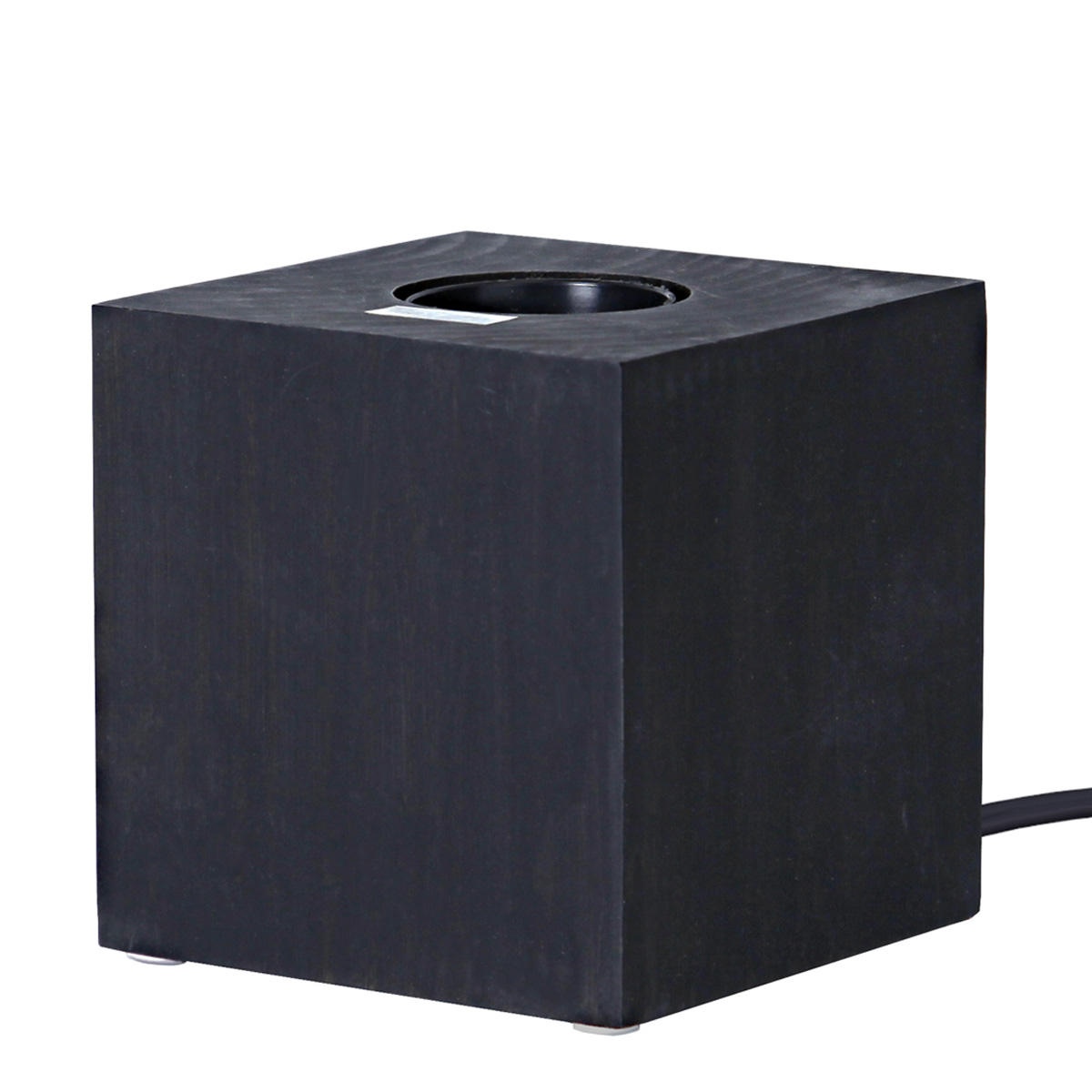Lampenhalterung KUB - Tischleuchte - E27 - H: 9cm - stehend - Kabel mit Schalter - Holz - schwarz Lampenhalterung KUB - Tischleuchte - E27 - H: 9cm - stehend - Kabel mit Schalter - Holz - schwarz