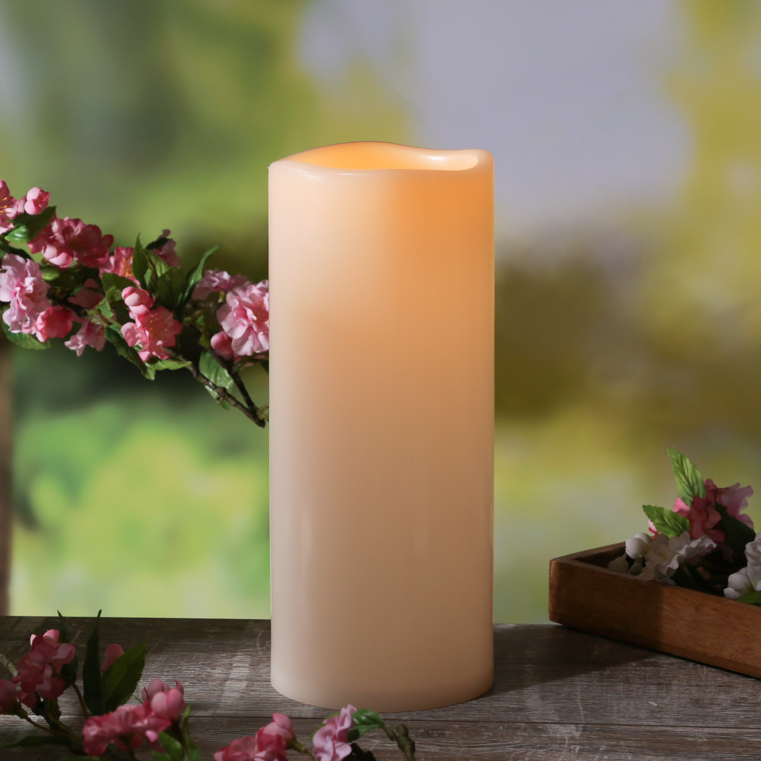 XXL LED Stumpenkerze - Kunststoff - 3D Flamme - H: 30cm - D: 12,5cm - Timer - für Außen - creme XXL LED Stumpenkerze - Kunststoff - 3D Flamme - H: 30cm - D: 12,5cm - Timer - für Außen - creme