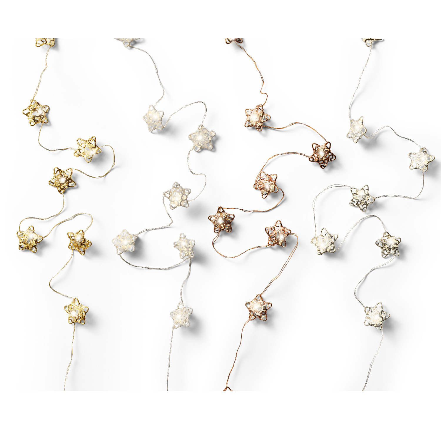 LED Drahtlichterkette Drahtsterne - 20 warmweiße LED - L: 1,90m - Timer - Batterie - weiß LED Drahtlichterkette Drahtsterne - 20 warmweiße LED - L: 1,90m - Timer - Batterie - weiß