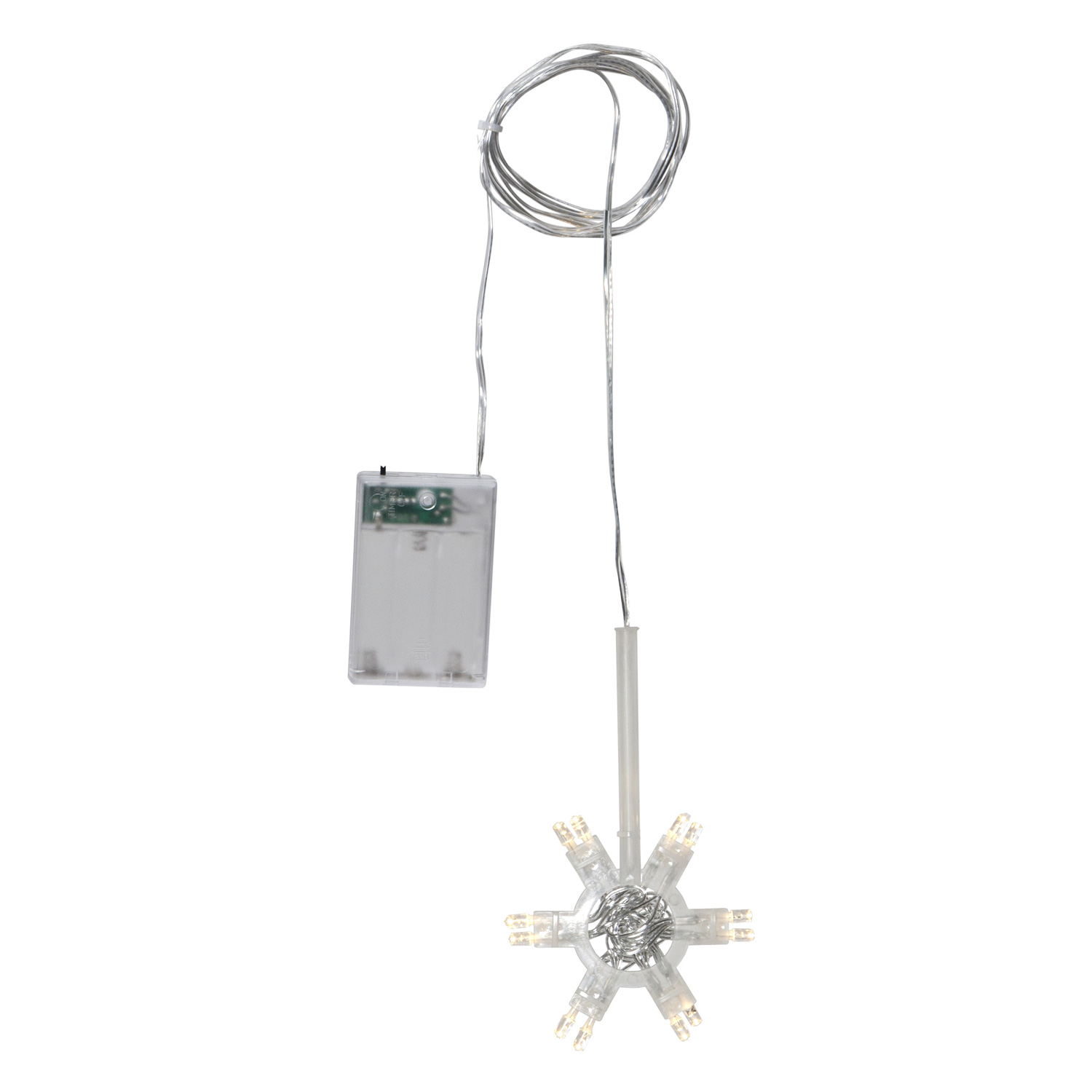 Lichterstern LIGHTY - D: 8,5cm - 12 warmweiße LEDs - Transparentes Kabel - Batterie - Timer Lichterstern LIGHTY - D: 8,5cm - 12 warmweiße LEDs - Transparentes Kabel - Batterie - Timer