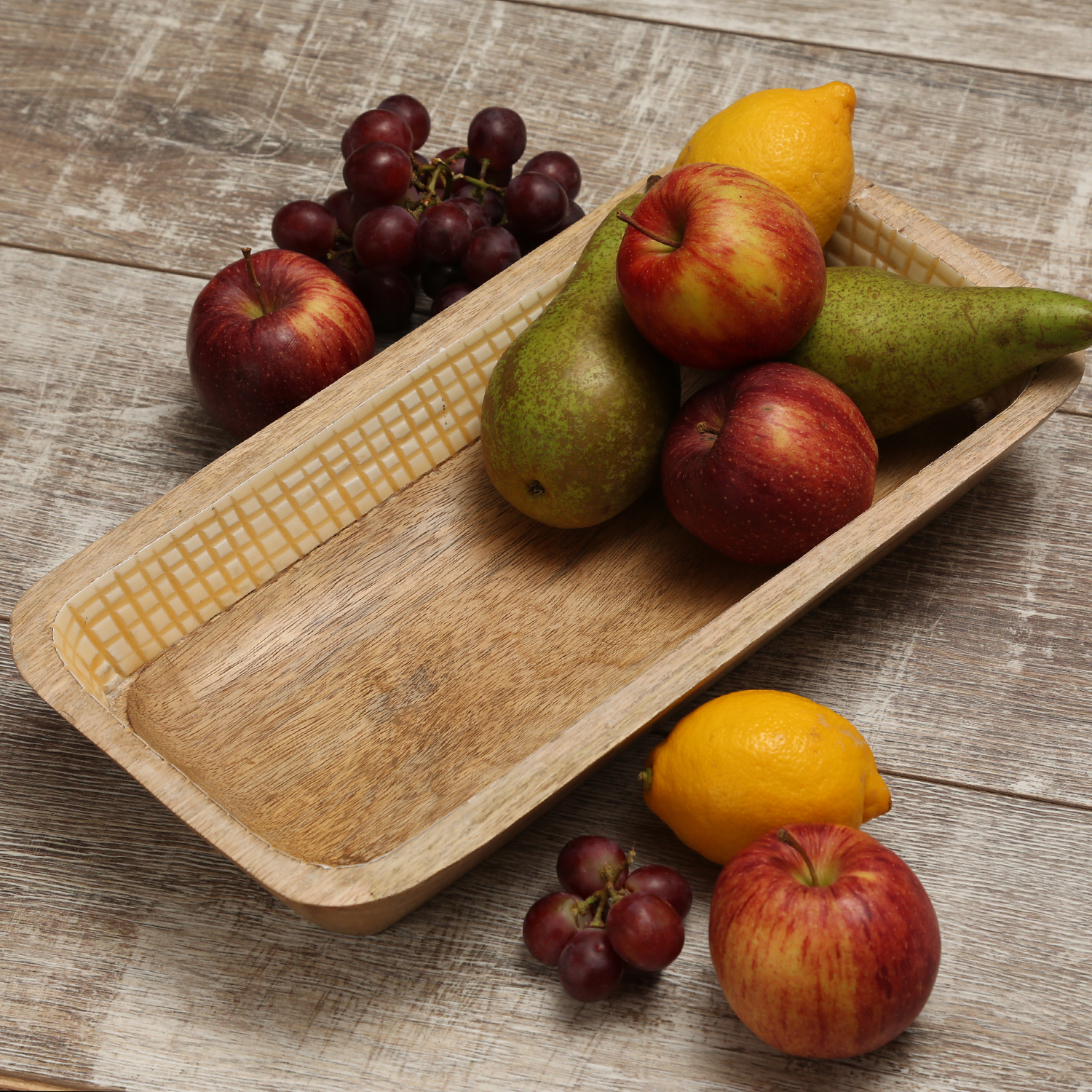 Dekoschale - rechteckig - Mangoholz - L: 40cm - H: 7,5cm - natur, terracotta Dekoschale - rechteckig - Mangoholz - L: 40cm - H: 7,5cm - natur, terracotta