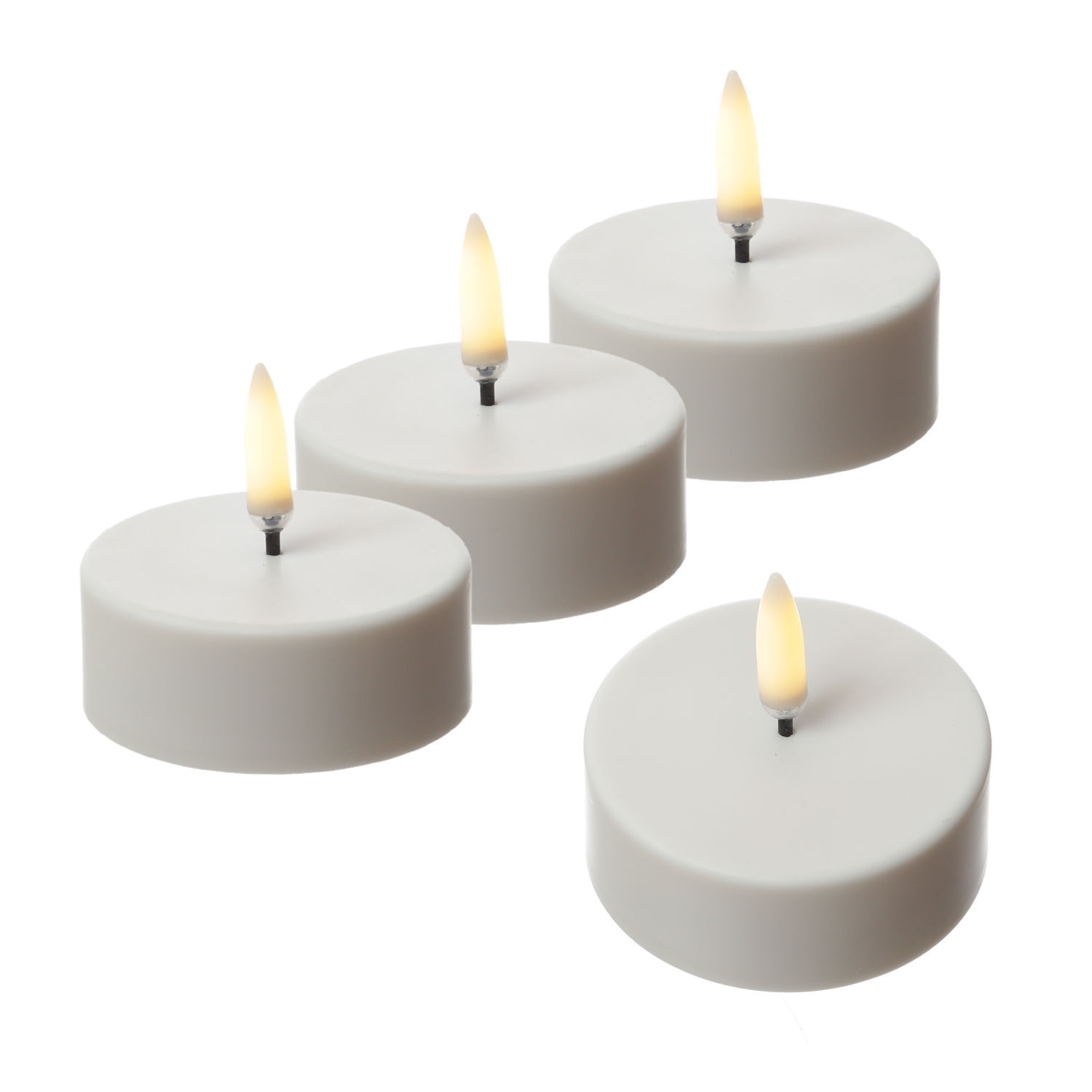 LED Maxi Teelichter - 4 wiederaufladbare LED Teelichter - D: 6cm - Timer - weiß - für Außen LED Maxi Teelichter - 4 wiederaufladbare LED Teelichter - D: 6cm - Timer - weiß - für Außen