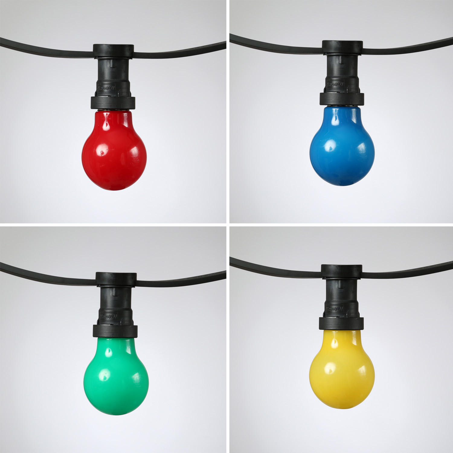 Illu-/Partylichterkette 40m - Außenlichterkette grün - Made in Germany - 40 bunte LED Tropfenlampen Illu-/Partylichterkette 40m - Außenlichterkette grün - Made in Germany - 40 bunte LED Tropfenlampen