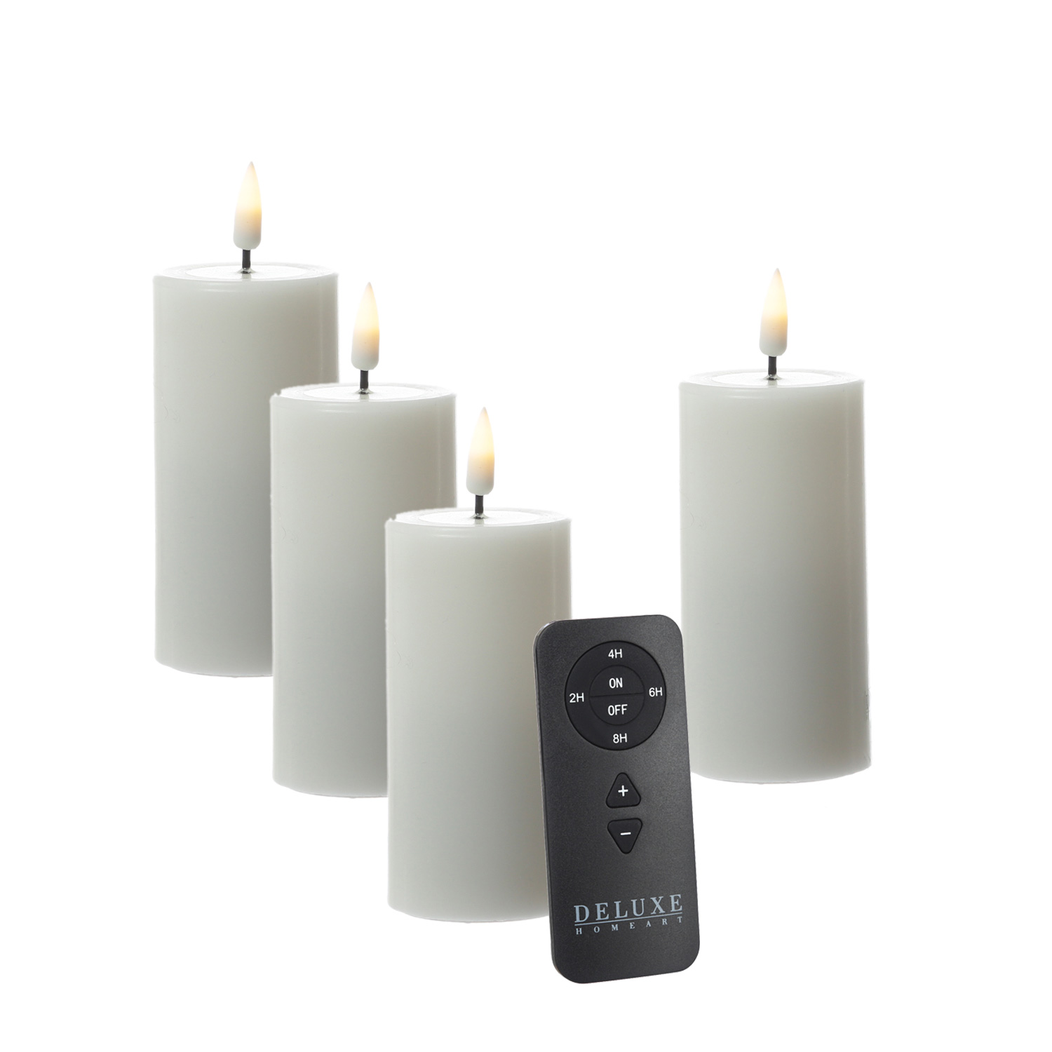 LED Kerzenset MIA - Echtwachs - H: 10cm/D: 5cm - mit Batterien/Fernbedienung - weiß - 4er Set LED Kerzenset MIA - Echtwachs - H: 10cm/D: 5cm - mit Batterien/Fernbedienung - weiß - 4er Set