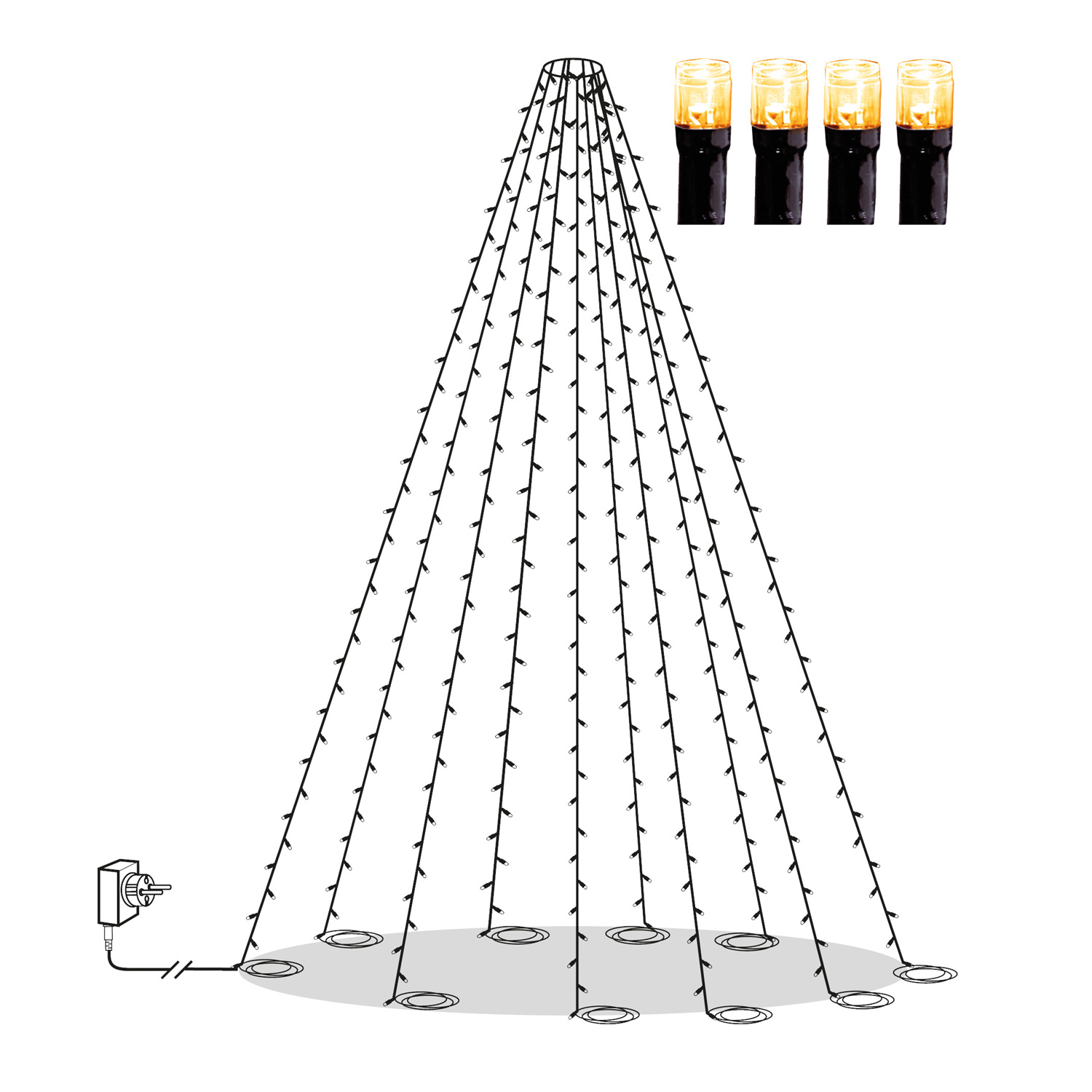 LED Baummantel für Fahnenmast - Serie LED - outdoor - 360 ultra warmweiße LED - H: 7.00m