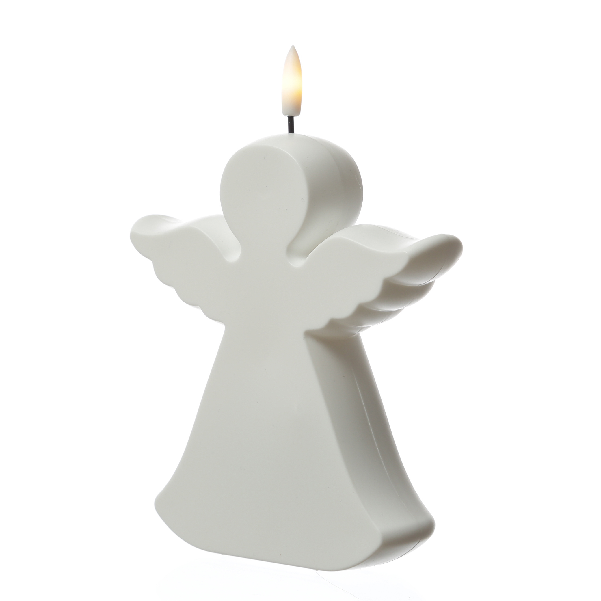 LED Gartenfigur Grabdeko Engel-Kerze - 1 warmweiße LED - H: 18cm - Timer - Batteriebetrieb - weiß