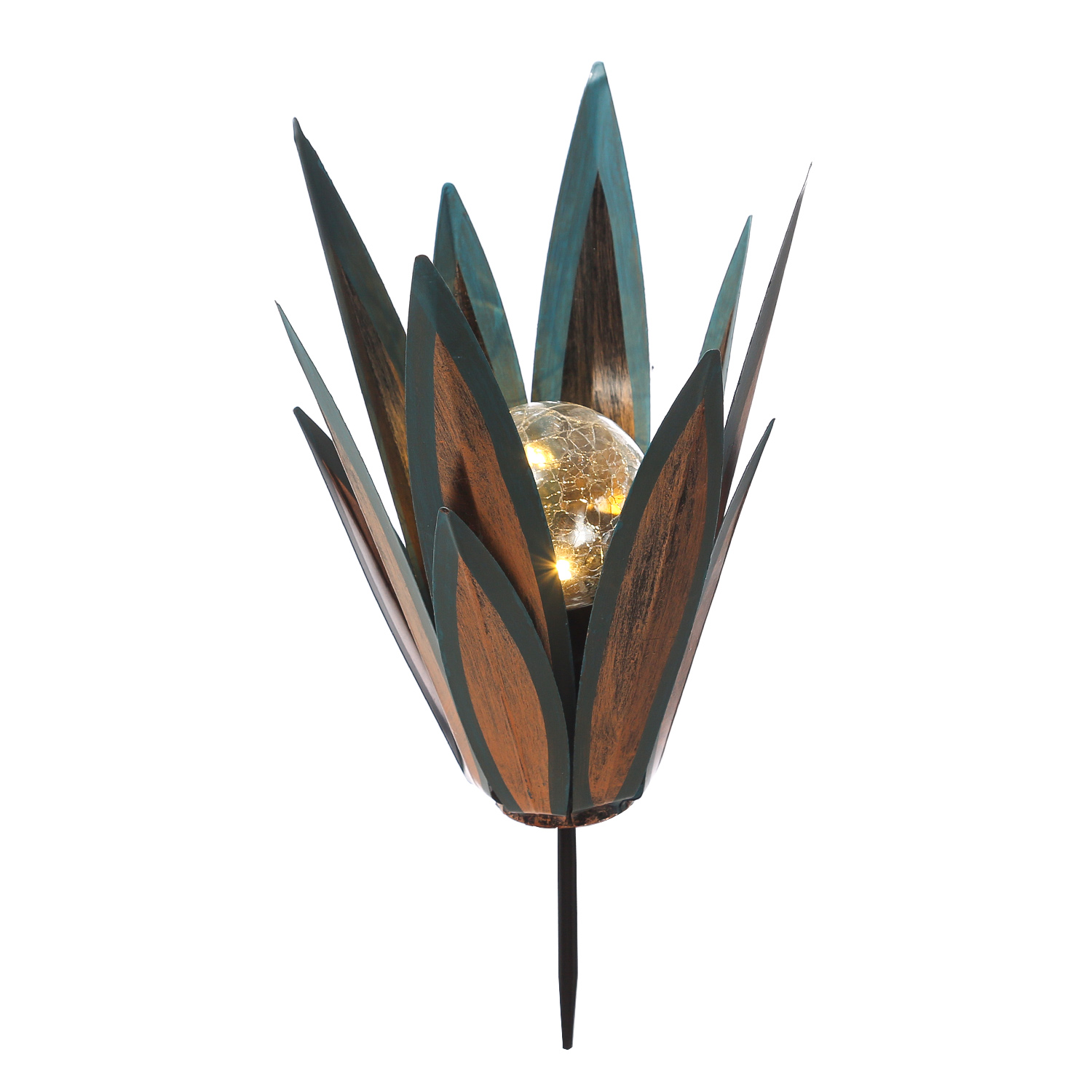 LED Solar Gartenstecker Seerose - Blume mit Metallblättern - warmweiße LED - H: 39cm - blau LED Solar Gartenstecker Seerose - Blume mit Metallblättern - warmweiße LED - H: 39cm - blau