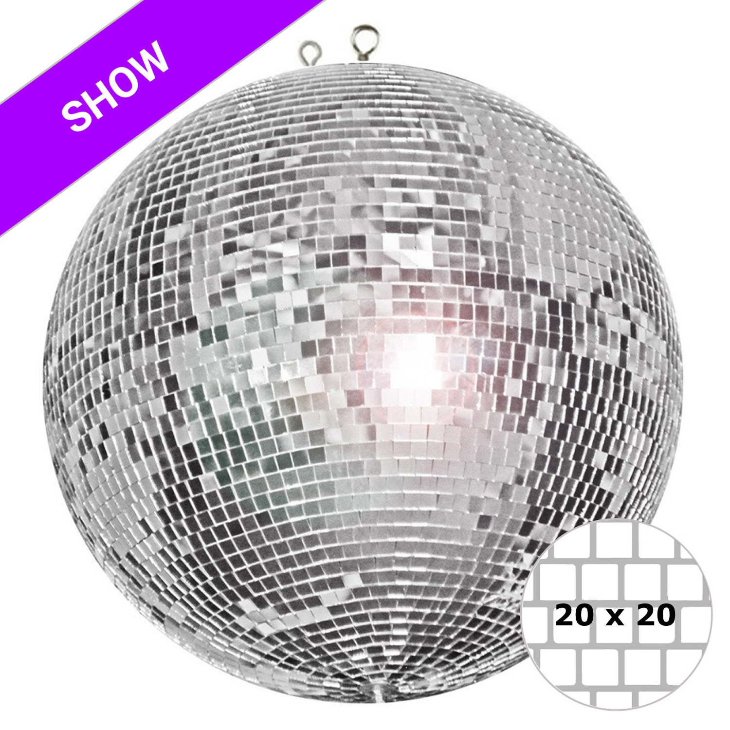 Spiegelkugel 200cm - silber - Diskokugel Echtglas - 20x20mm XL Spiegel - SHOW SERIE Spiegelkugel 200cm - silber - Diskokugel Echtglas - 20x20mm XL Spiegel - SHOW SERIE
