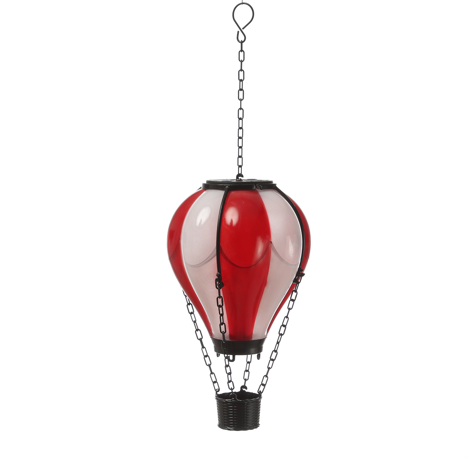LED Solar Ballon - Heißluftballon mit Flammeneffekt - hängend - H: 25cm - Lichtsensor