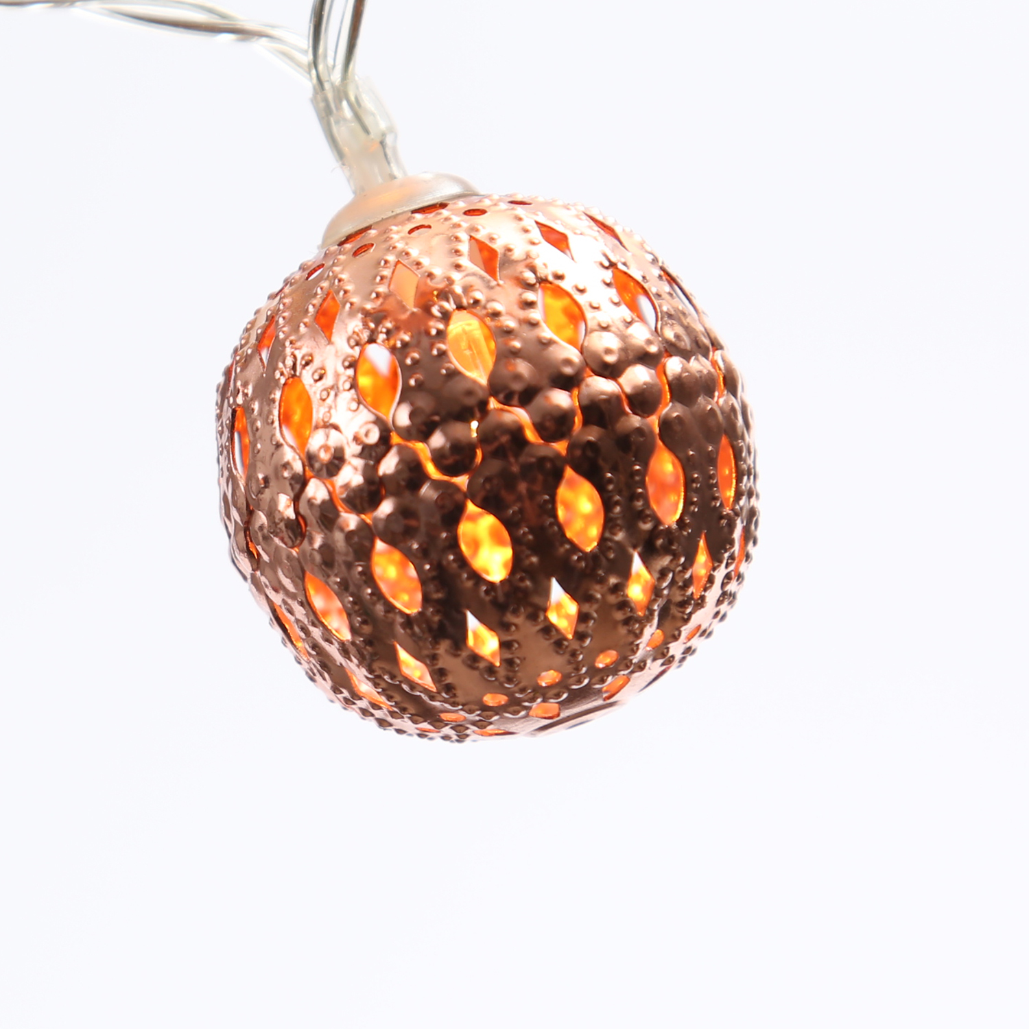 LED Dekolichterkette Metallkugeln - 8 warmweiße LED - D: 4cm - L: 0,7m - Batterie - kupferfarben LED Dekolichterkette Metallkugeln - 8 warmweiße LED - D: 4cm - L: 0,7m - Batterie - kupferfarben