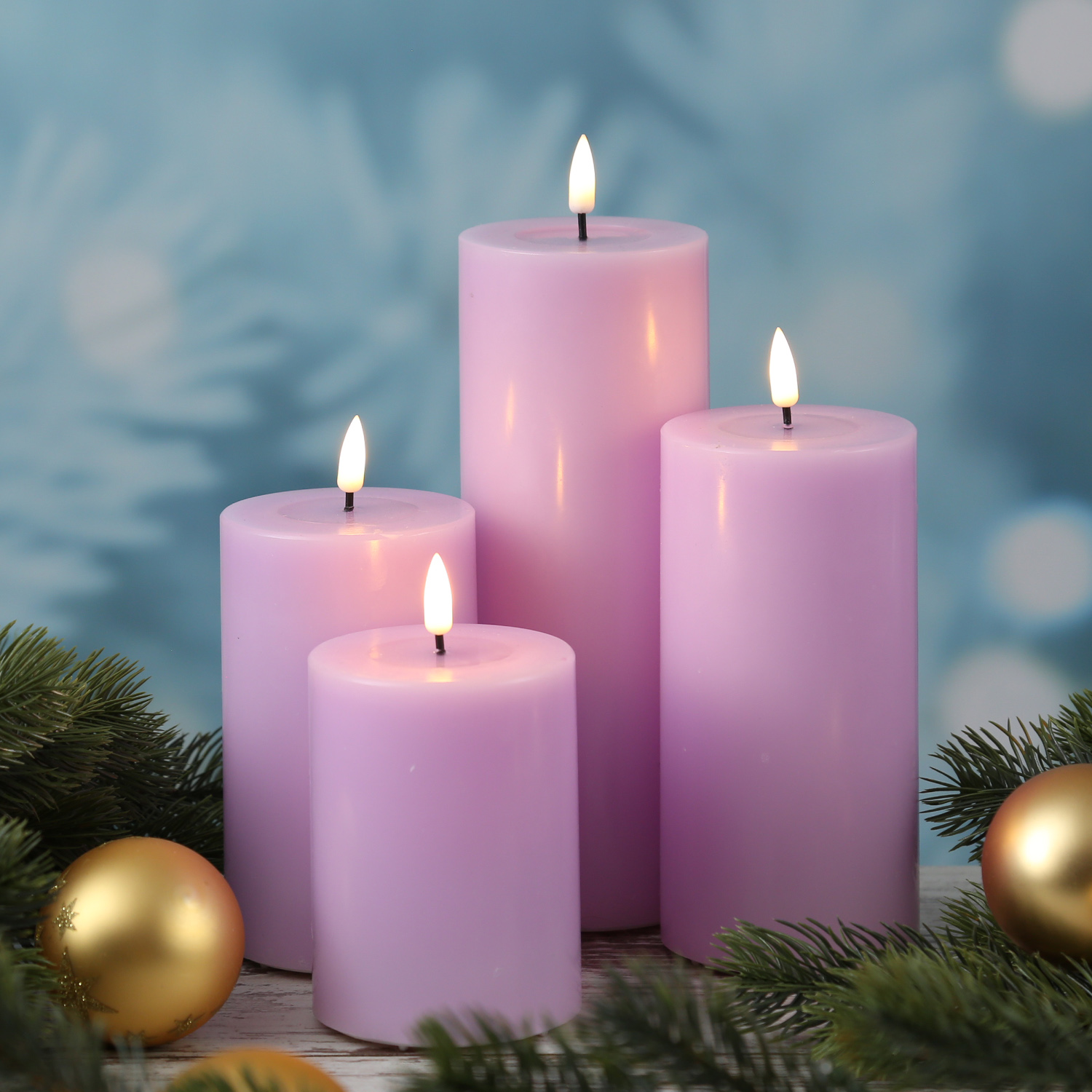 LED Stumpenkerze MIA - Echtwachs - realistische 3D Flamme - H: 10cm - D: 7,5cm - lavendel LED Stumpenkerze MIA - Echtwachs - realistische 3D Flamme - H: 10cm - D: 7,5cm - lavendel