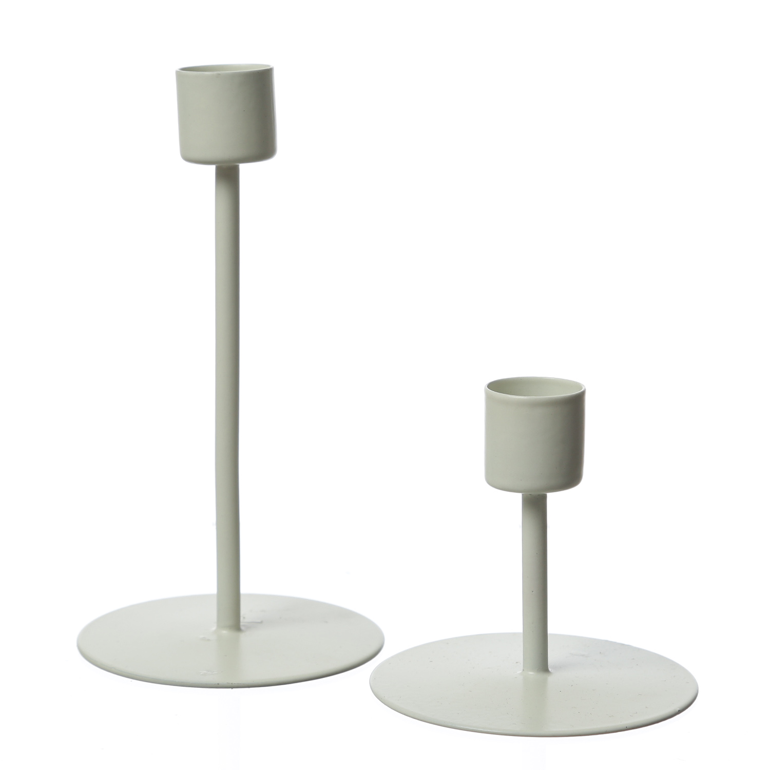 Stabkerzenhalter - Kerzenständer für Tafelkerzen - Metall - H: 14cm - D: 7,5cm - weiß Stabkerzenhalter - Kerzenständer für Tafelkerzen - Metall - H: 14cm - D: 7,5cm - weiß